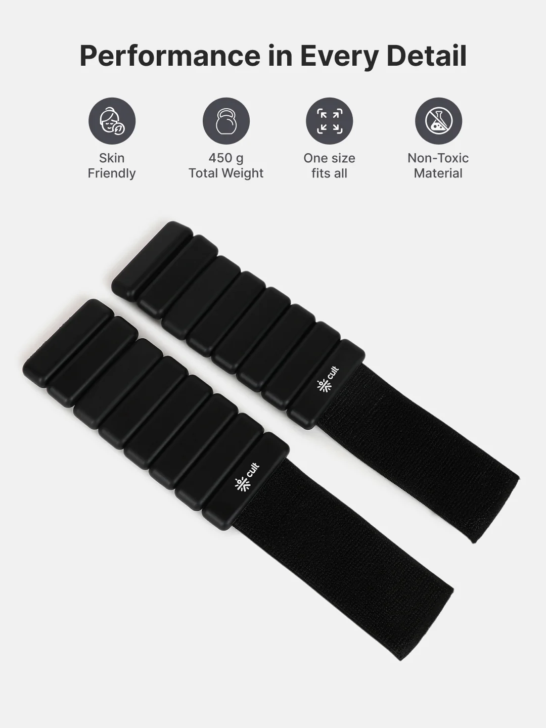 Adjustable Ankle and Wrist Weights (450 g X 2) pair with Removable 60 g Slots Blue Customizable Weights for Running, Walking, Yoga & Workouts - Image 3