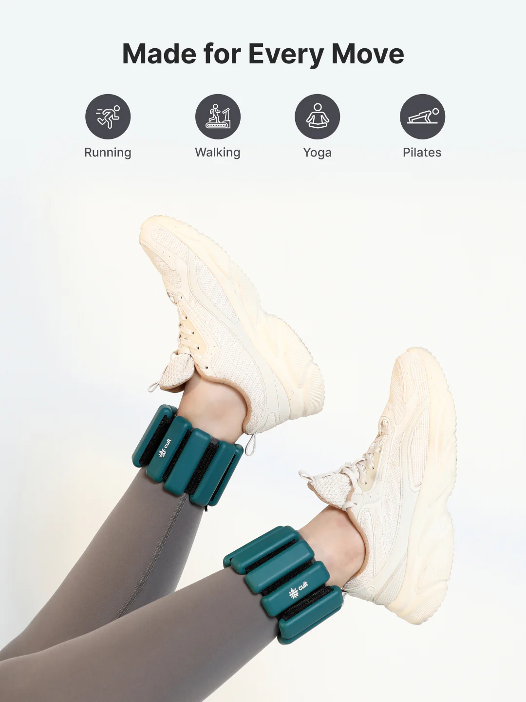Adjustable Ankle and Wrist Weights (450 g x 2) pair with Removable 60 g Slots Green Customisable Weights for Running, Walking, Yoga & Workouts - Image 6