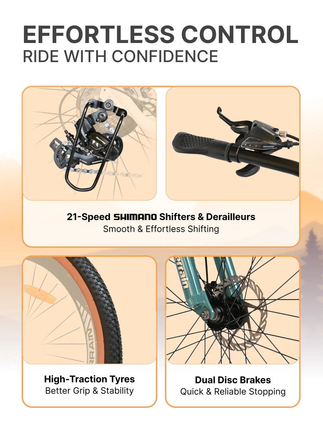 Aeroblast Mountain Bike Alloy Frame 21 Speed Cycle 29 inch With Front Suspension, Triple Wall Rim and Dual Disc Brakes, Ideal For 5.6 ft to 6 ft & above, 15+ Years, Unisex (WhiteBlue) - Image 3