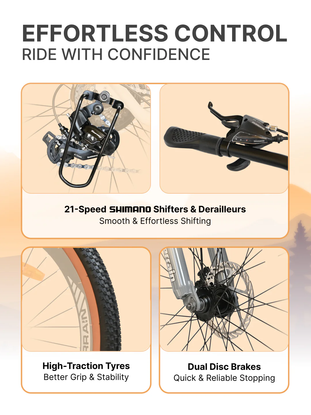 Aeroblast Mountain Bike Alloy Frame 21 Speed Cycle 29 inch With Front Suspension, Triple Wall Rim and Dual Disc Brakes, Ideal For 5.6 ft to 6 ft & above, 15+ Years, Unisex (WhiteGrey) - Image 3