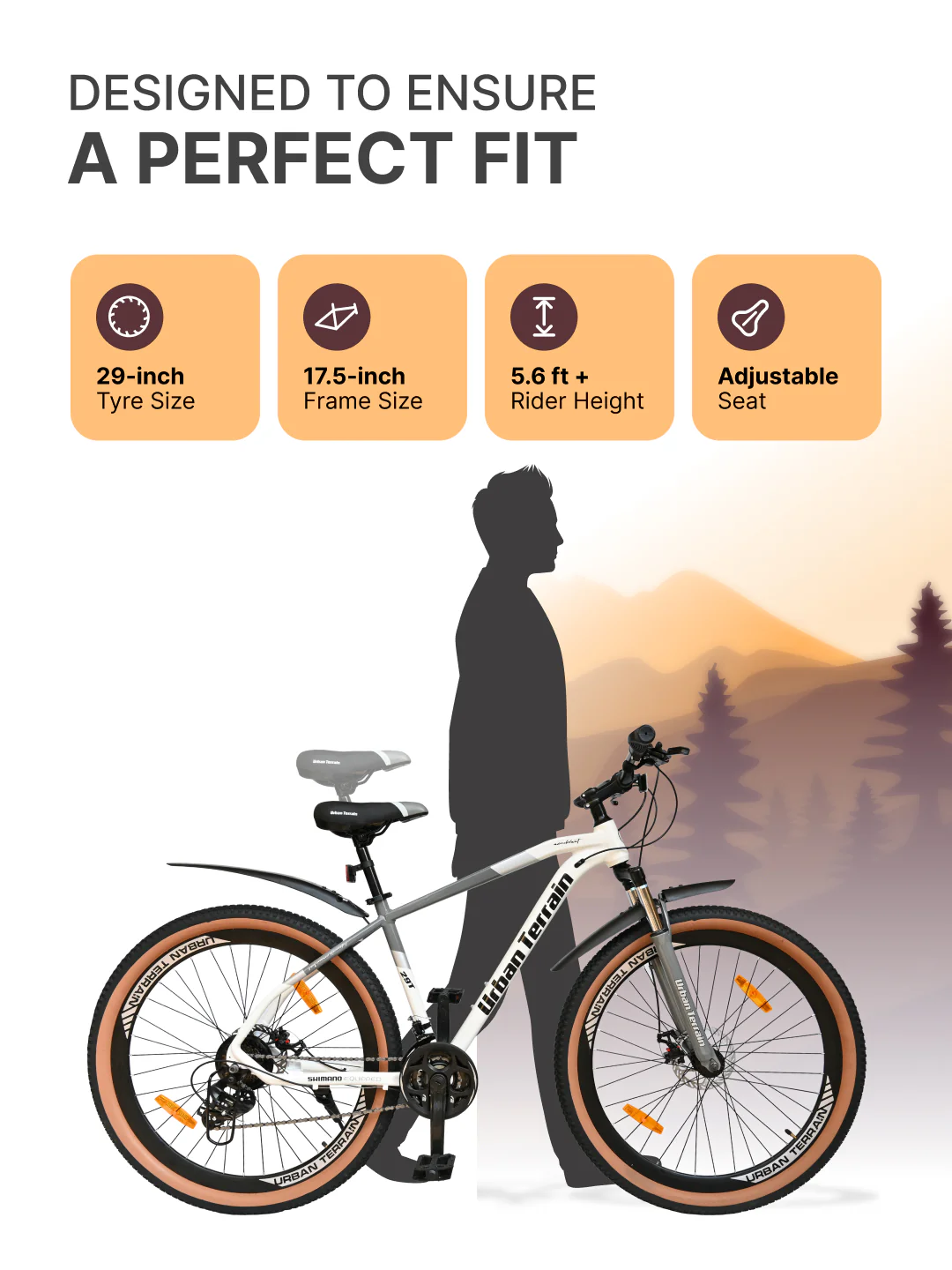 Aeroblast Mountain Bike Alloy Frame 21 Speed Cycle 29 inch With Front Suspension, Triple Wall Rim and Dual Disc Brakes, Ideal For 5.6 ft to 6 ft & above, 15+ Years, Unisex (WhiteGrey) - Image 6