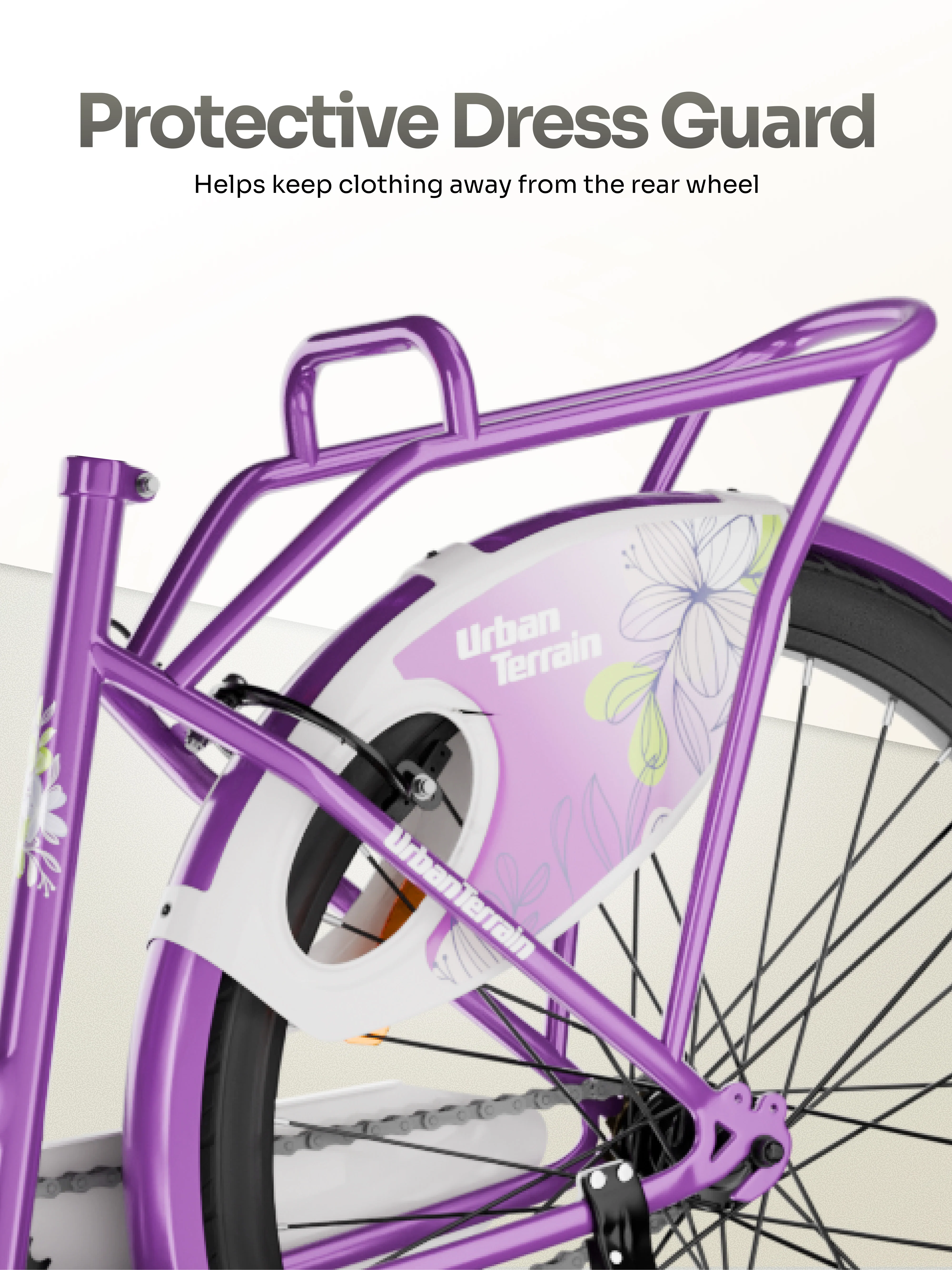 Autumn Women Cycle Steel 26 inch Tyre Single Speed With Single Wall Rim, Caliper Brakes and Rigid Fork, Voilet - Image 6