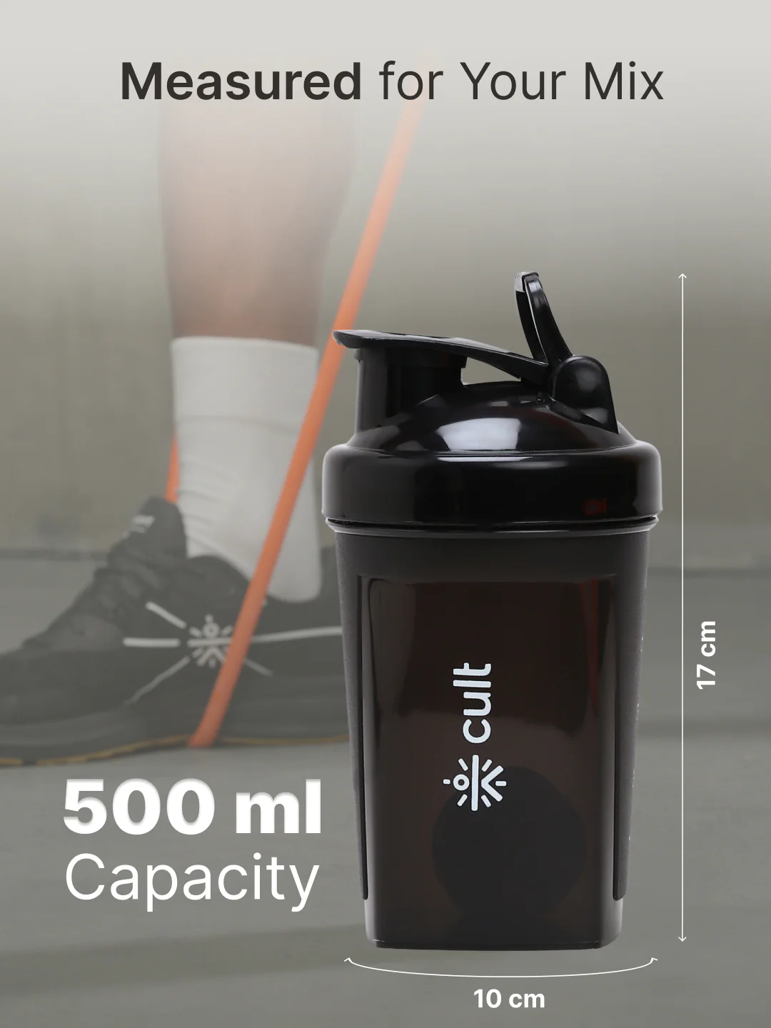 Compact 12L Gym Bag with Shoulder Strap & 500ml Shaker Bottle with Mixer Ball Black - Image 6