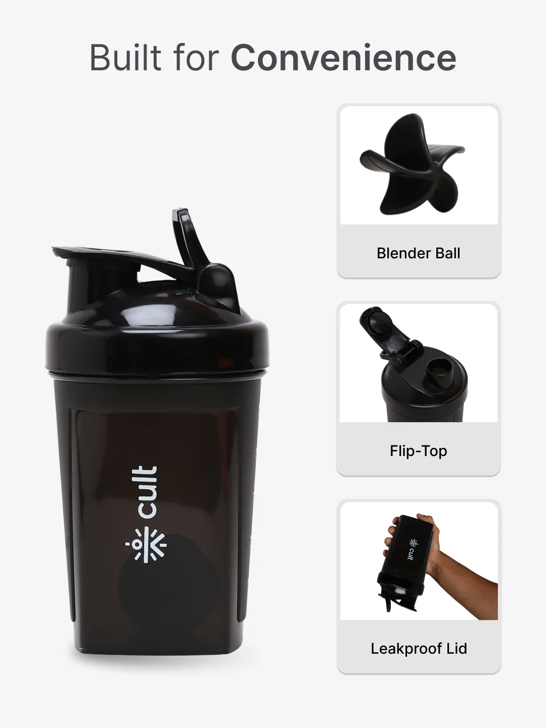 Compact 12L Gym Bag with Shoulder Strap & 500ml Shaker Bottle with Mixer Ball Black - Image 7