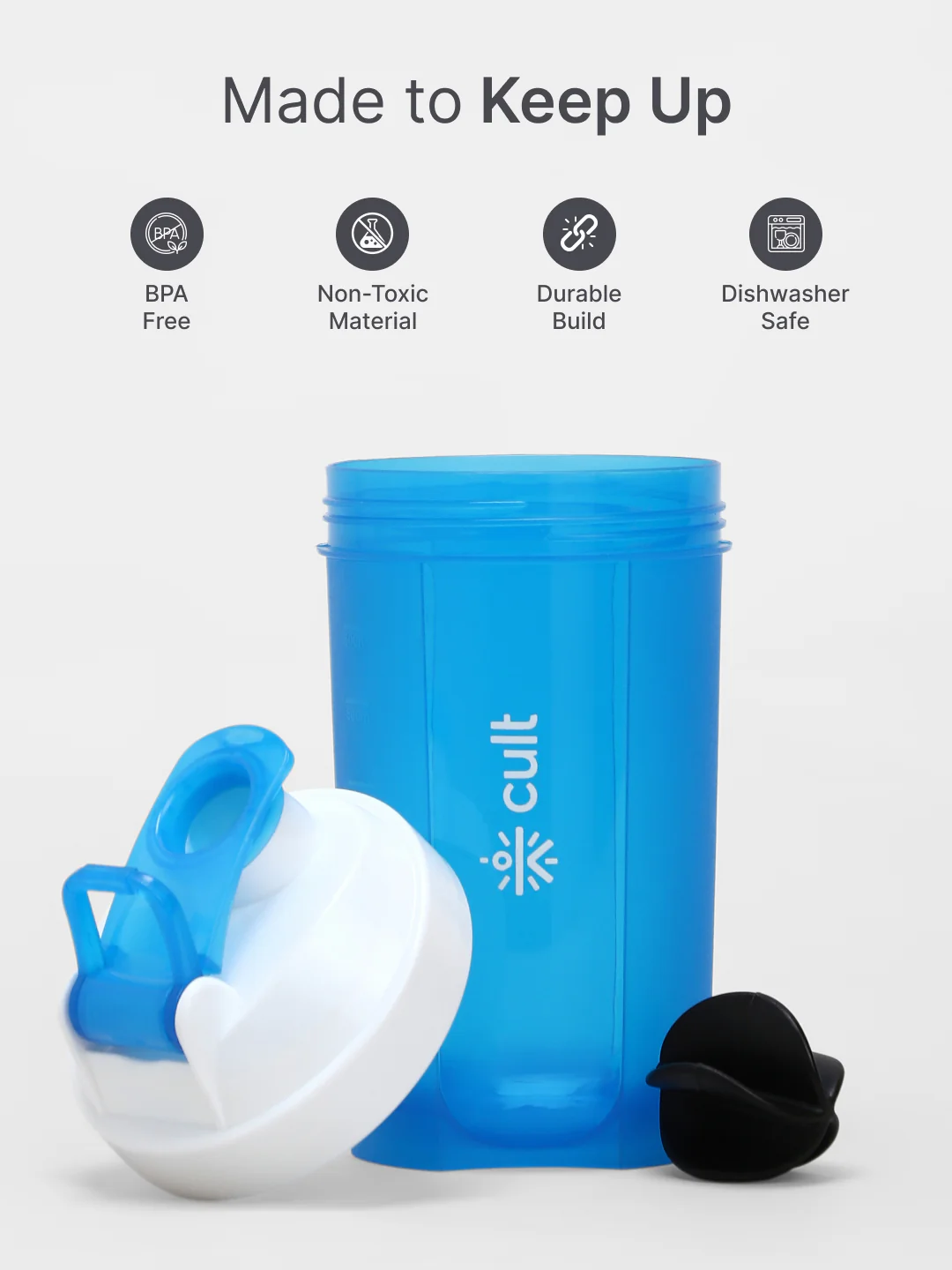 Compact 25L Duffle Bag with Shoulder Strap (Black) & 500ml Shaker Bottle with Mixer Ball (Blue) - Image 7