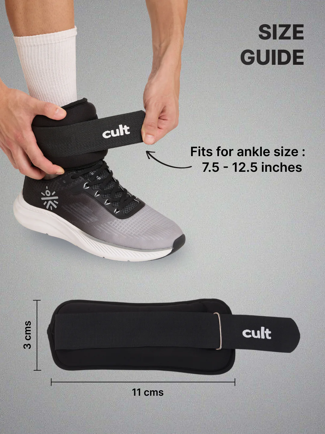 cult Ankle Weight Band Black For Gym and Training Resistance Bands for Men & Women Pair of 2 (0.5 kg each) - Image 4