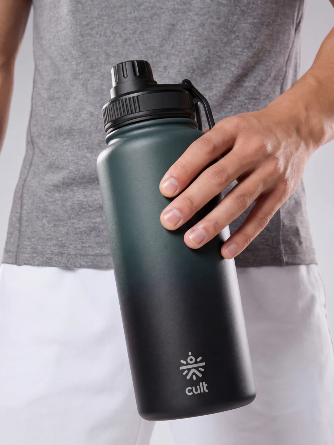 Cult 1L Insulated 24Hr Hot and Cold Water Bottle Leakproof Sports Cap Stainless Steel Green