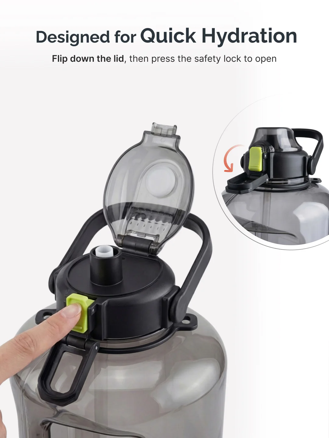 Cult 3L Hulk Gallon Water Bottle with Straw & Strap BPA-Free Leakproof Gym Bottle 3000ml Large Capacity Hydration Bottle (Black) - Image 5