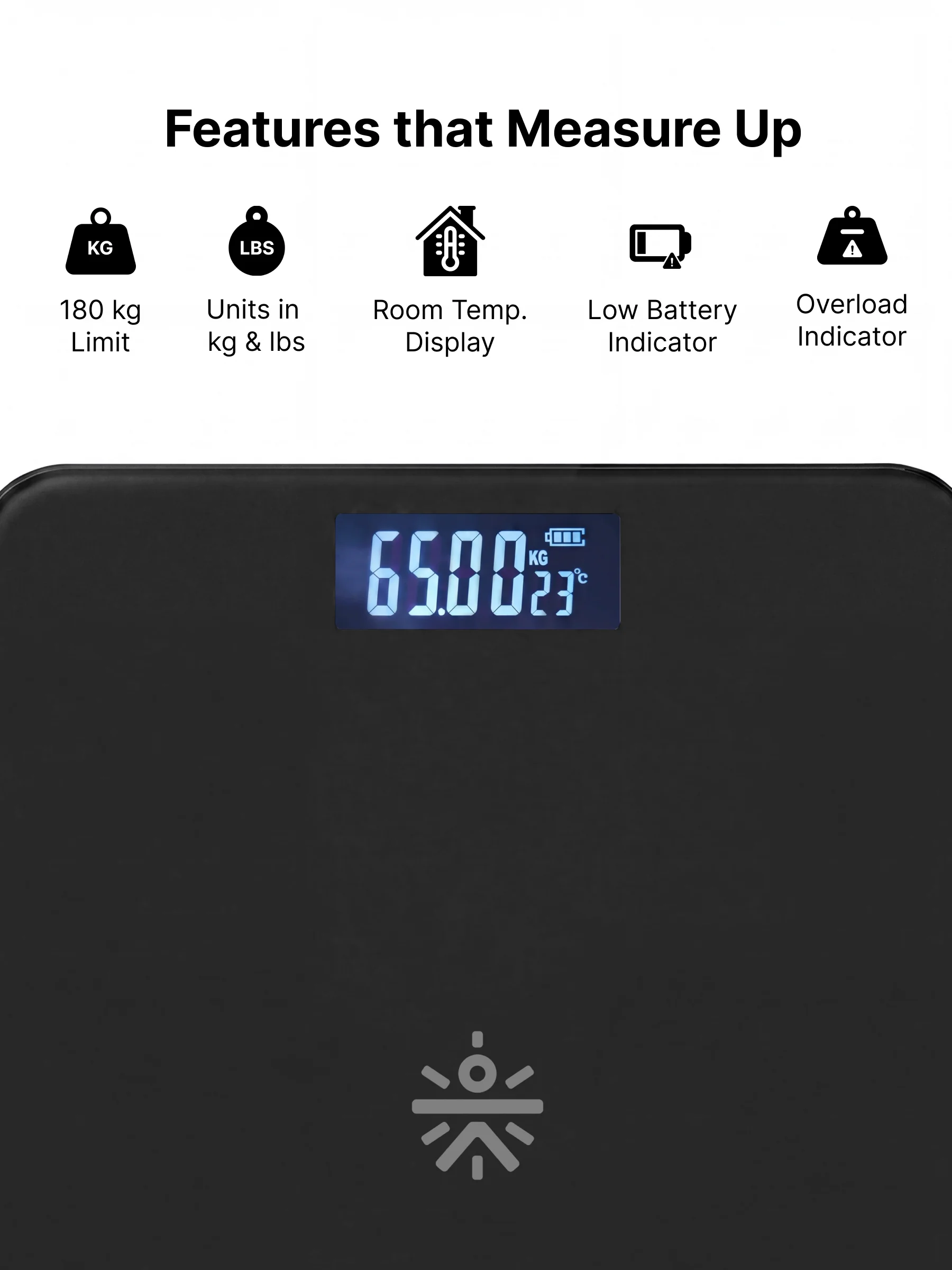 Cult Active body Weighing scale, LCD display, Weight Machine, 180 Kg, Batteries included, Tempered Glass Platform, Ideal for Home Use, Black - Image 2