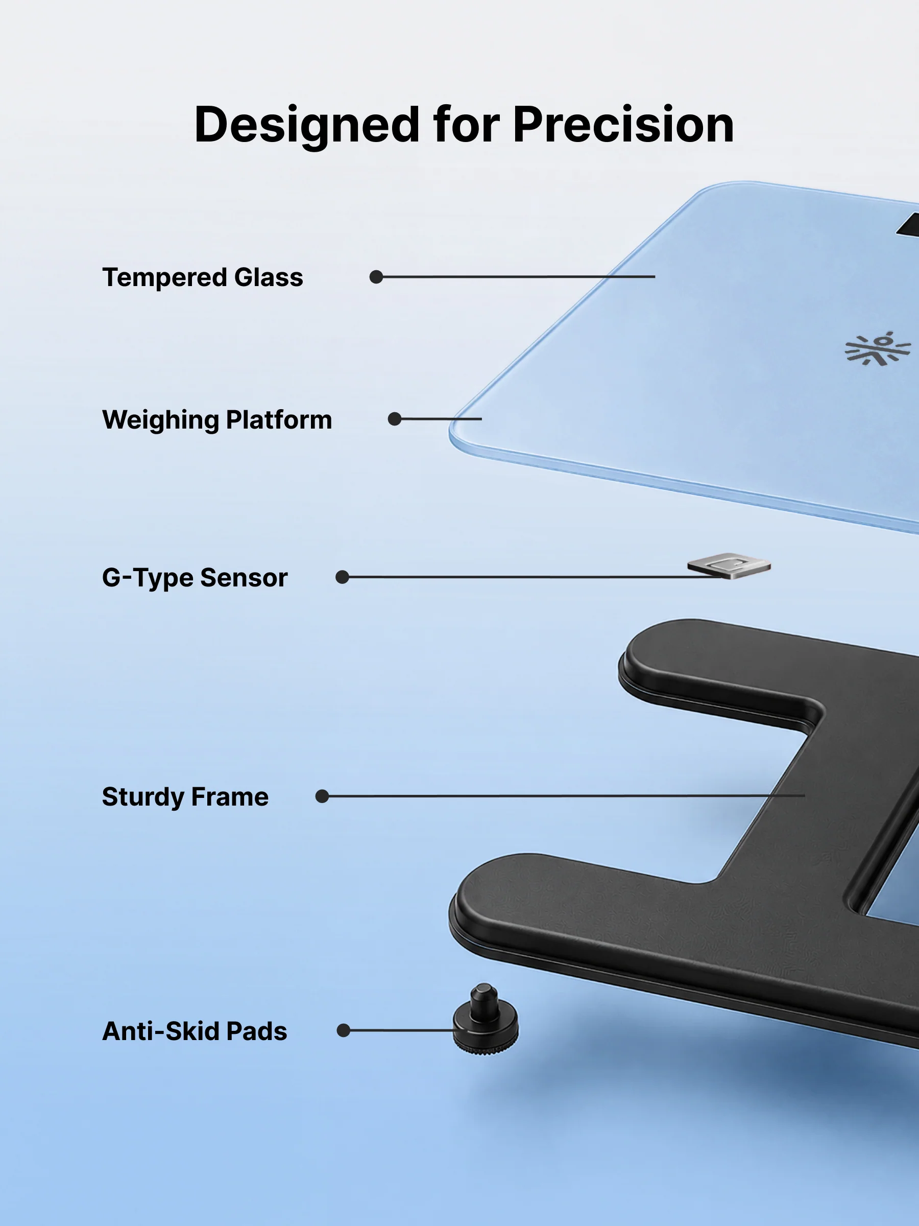 Cult Active body Weighing scale, LCD display, Weight Machine, 180 Kg, Batteries included, Tempered Glass Platform, Ideal for Home Use, Blue - Image 4