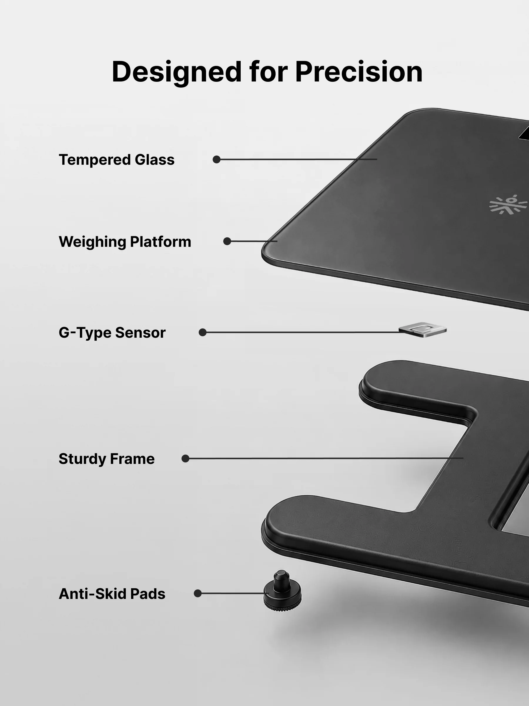 Cult Active body Weighing scale, LCD display, Weight Machine, 180 Kg, Batteries included, Tempered Glass Platform, Ideal for Home Use, Grey - Image 3