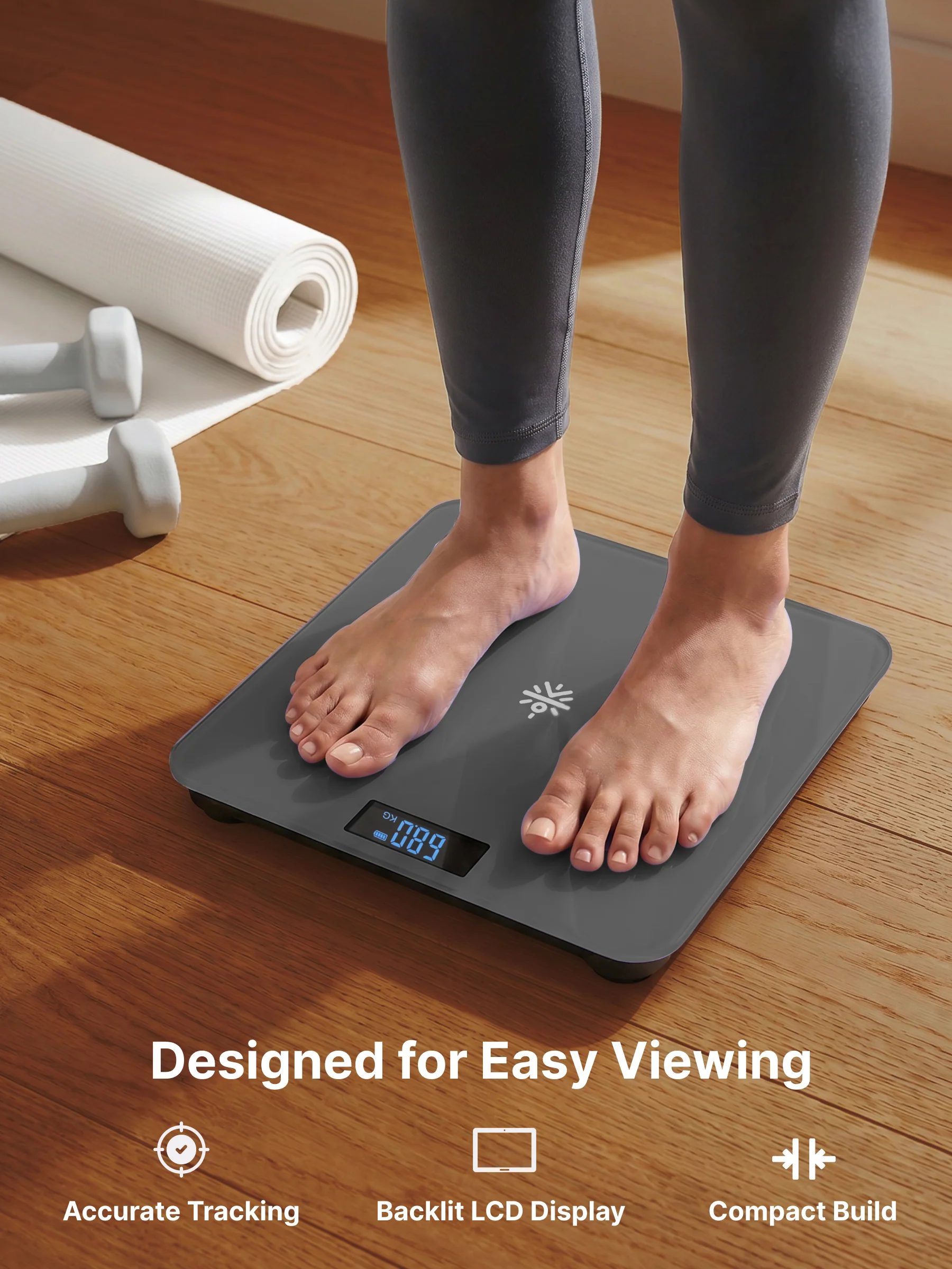 Cult Active body Weighing scale, LCD display, Weight Machine, 180 Kg, Batteries included, Tempered Glass Platform, Ideal for Home Use, Grey - Image 4