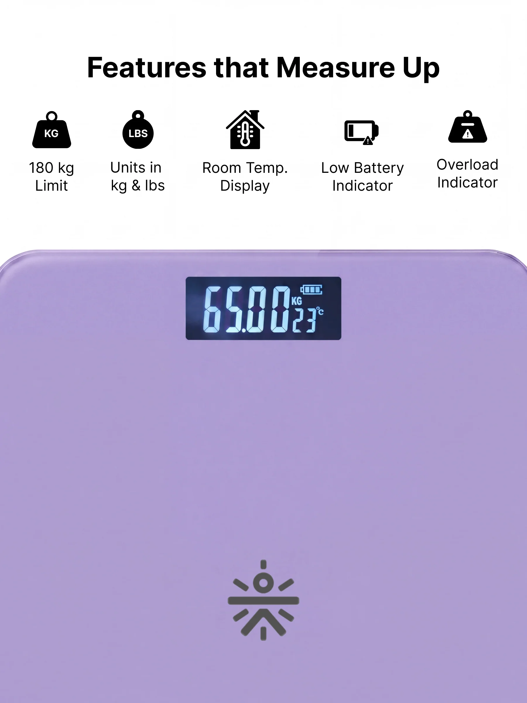 Cult Active body Weighing scale, LCD display, Weight Machine, 180 Kg, Batteries included, Tempered Glass Platform, Ideal for Home Use, Purple - Image 2