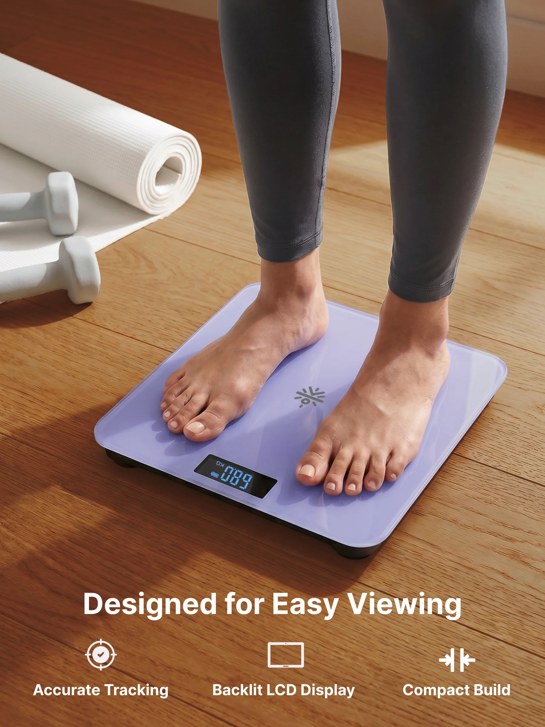 Cult Active body Weighing scale, LCD display, Weight Machine, 180 Kg, Batteries included, Tempered Glass Platform, Ideal for Home Use, Purple - Image 4