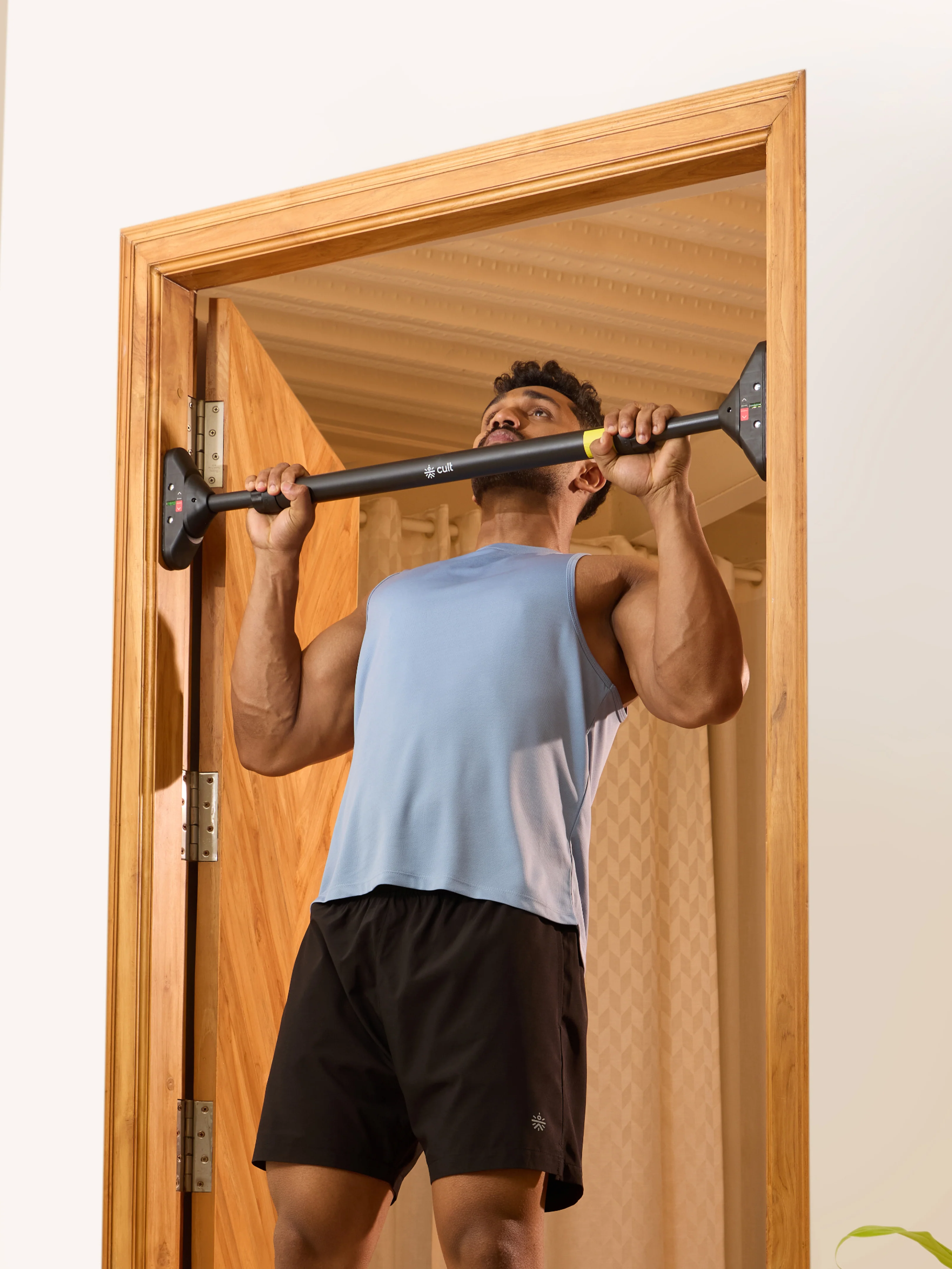 Cult Adjustable Pull-Up Bar for Doorway | Heavy-Duty Steel | Multi-Grip Home Gym Bar for Pull Ups, Chin Ups & Core Workout | Weight capacity upto 200 kg