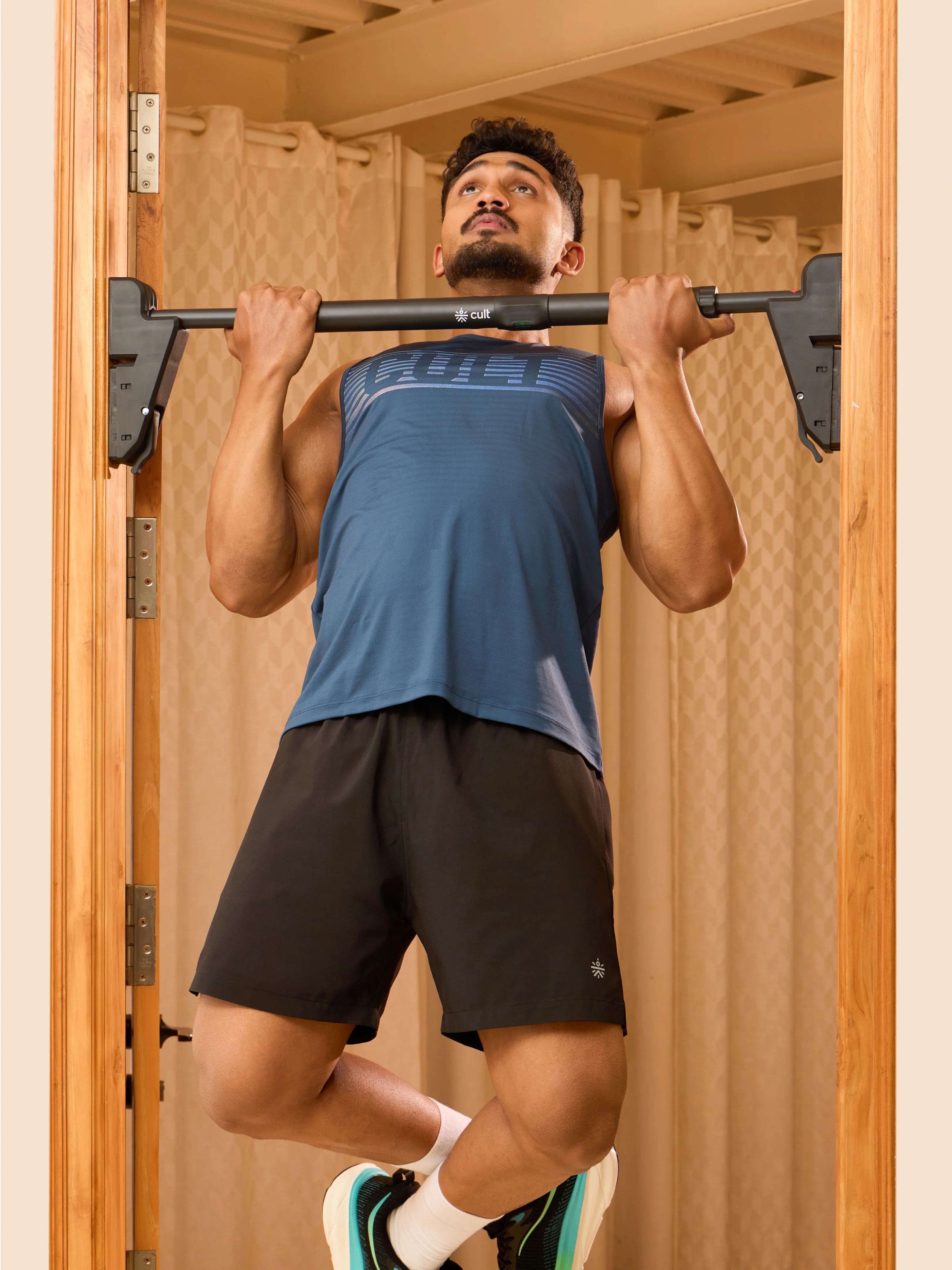 Cult Adjustable Pull-Up Bar for Doorway | Heavy-Duty Steel | Multi-Grip Home Gym Bar for Pull Ups, Chin Ups & Core Workout | Weight Capacity upto 300kg