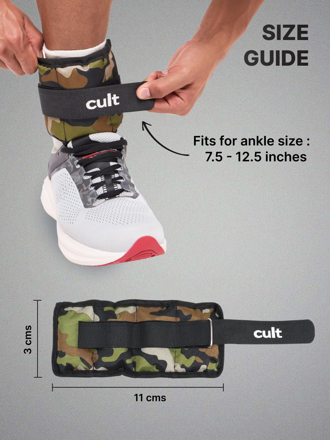 Cult Ankle Weight Bands (Camouflage) | For Gym and Training Resistance Bands for Men & Women | Wrist Ankle | Fitness Band | Finest-Quality | Fixed Weight | Multi-Purpose (0.5 kg X 2) - Image 4