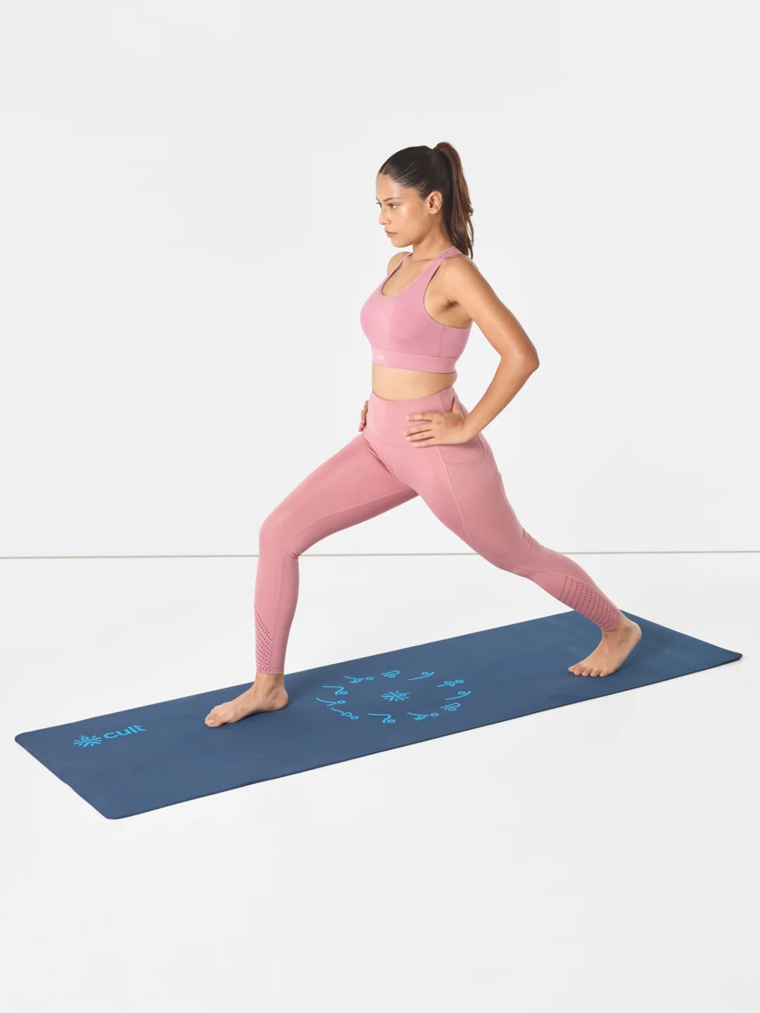 cult Aroma Infused TPE Yoga Mat 6 mm Anti Skid Non Slip Exercise Mat with Carry Bag for Yoga Workout Gym Blue