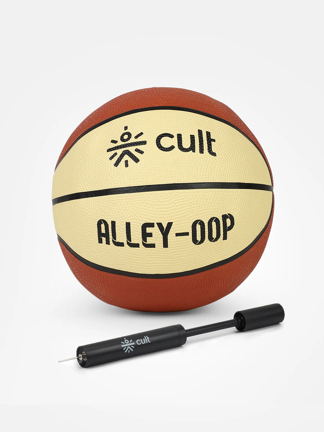 Cult Basketball Combo Alley-OOP 7 No (Brown/Cream) + Ball Pump