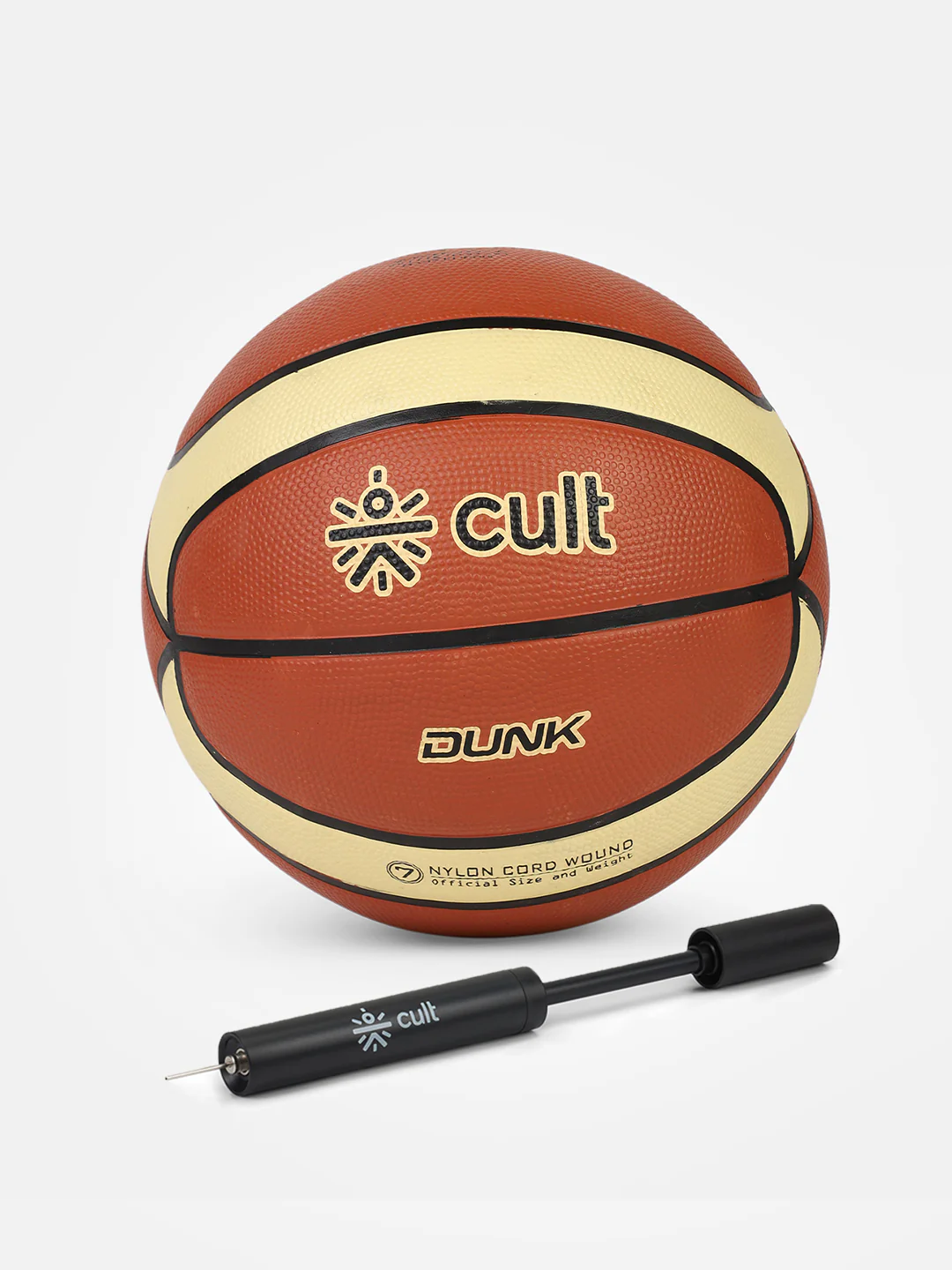 Cult Basketball Combo Premium Dunk 7 No (Brown/Cream) + Ball Pump