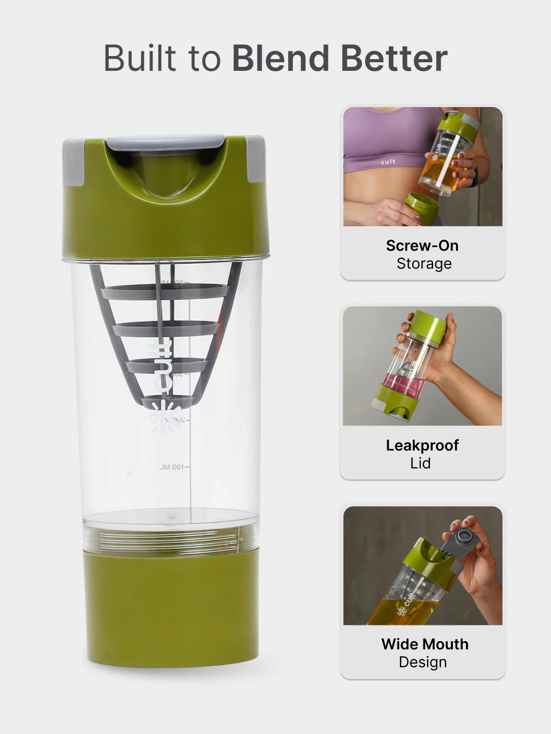 cult Cyclone Shaker 500 ML Olive Grey - Image 3