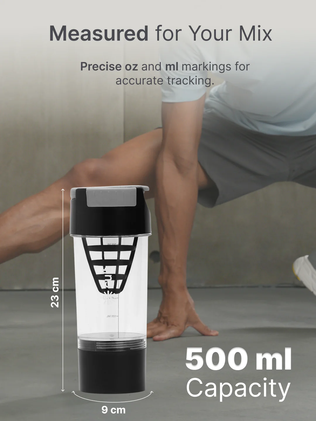 cult Cyclone Shaker 500ML Unisex Black Grey - Image 5