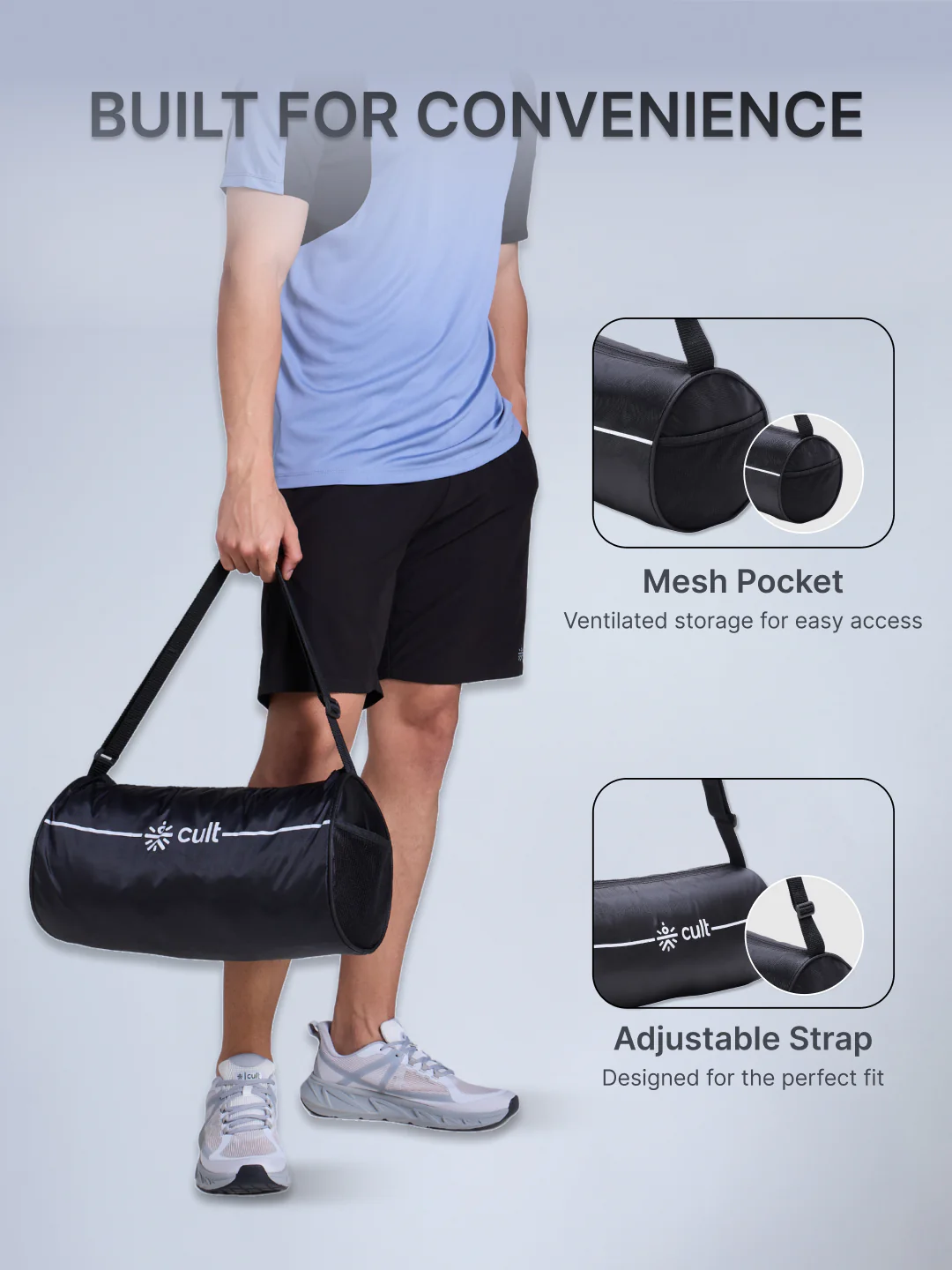 Cult Fitness Starter Combo (Set of Pilates Band + Green Skipping Rope + Black 500 ml Shaker + 12L Black Duffle Bag) - Image 7