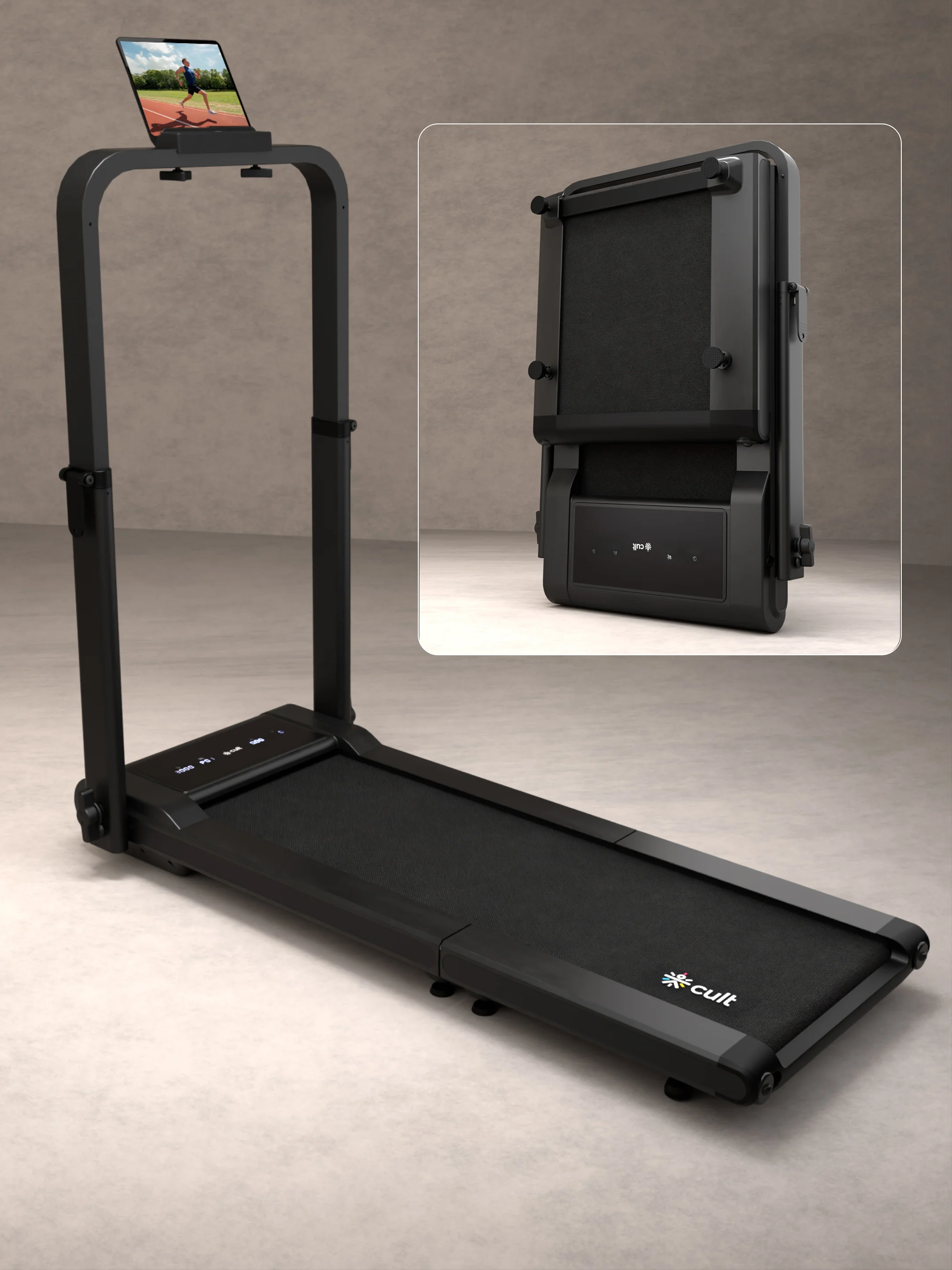 Cult Fold Plus Center-Folding Walking Pad with 5HP Motor with Easy Remote Control | Max User 130kg | Top Speed 6kmph | Running Deck 39.3 x 15.7 inches | Space Saving & Perfect for Home use Treadmill (with 6 Months Extended Warranty)