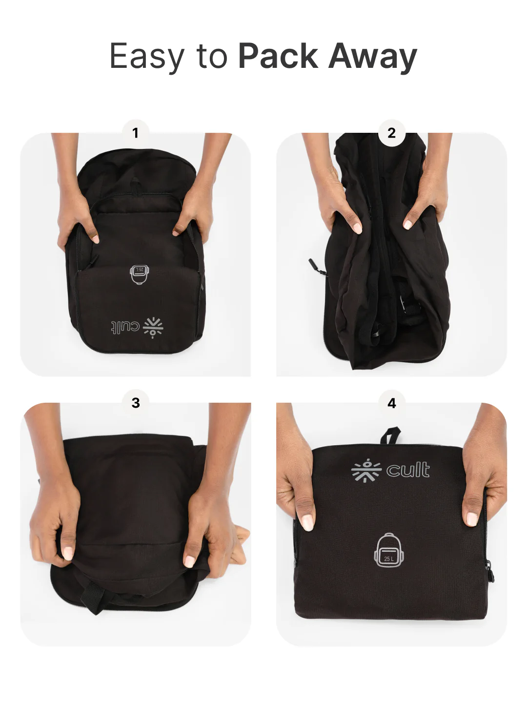 cult Foldable Backpack 25L Black - Image 6