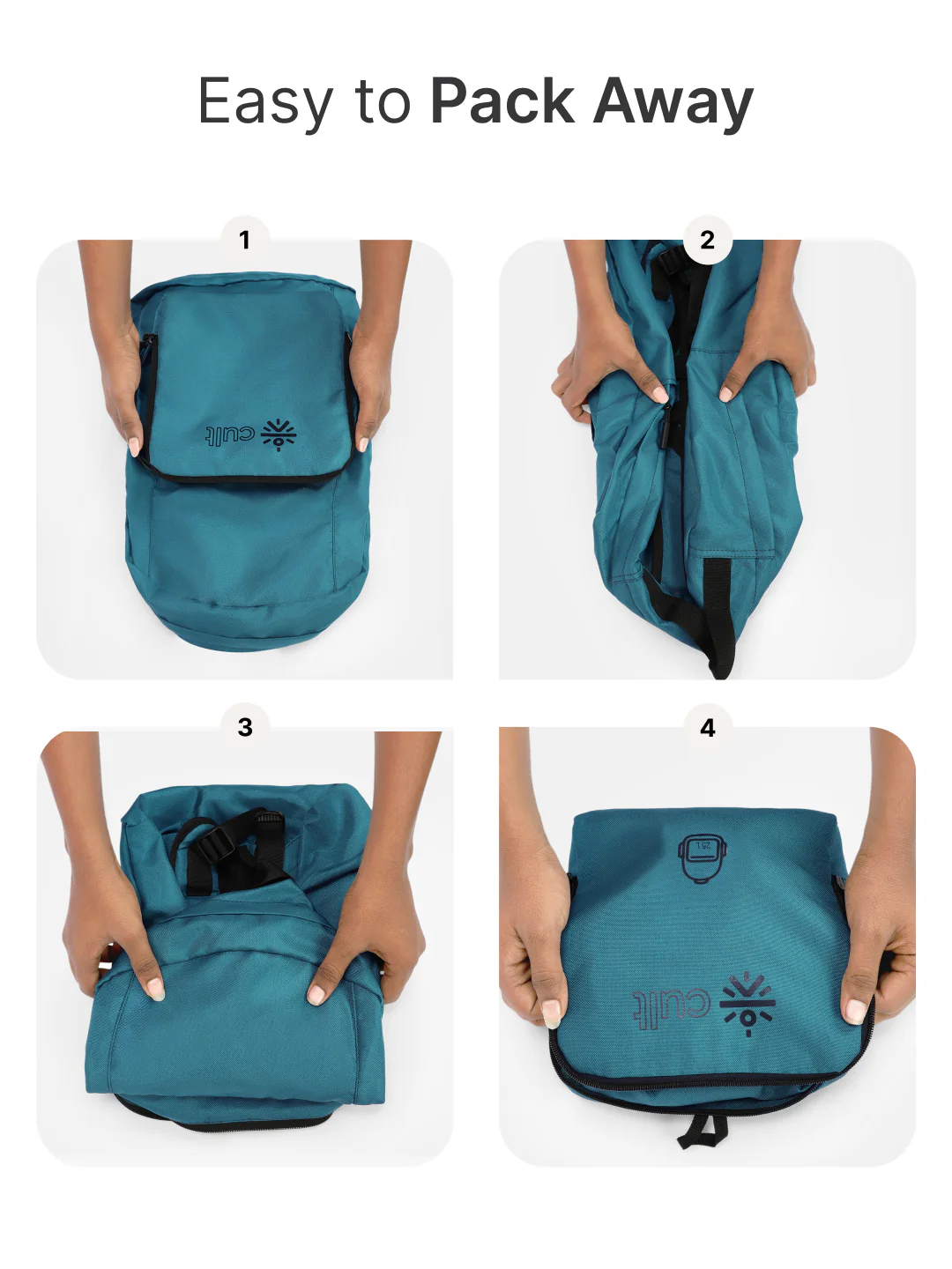 cult Foldable Backpack 25L Teal - Image 6