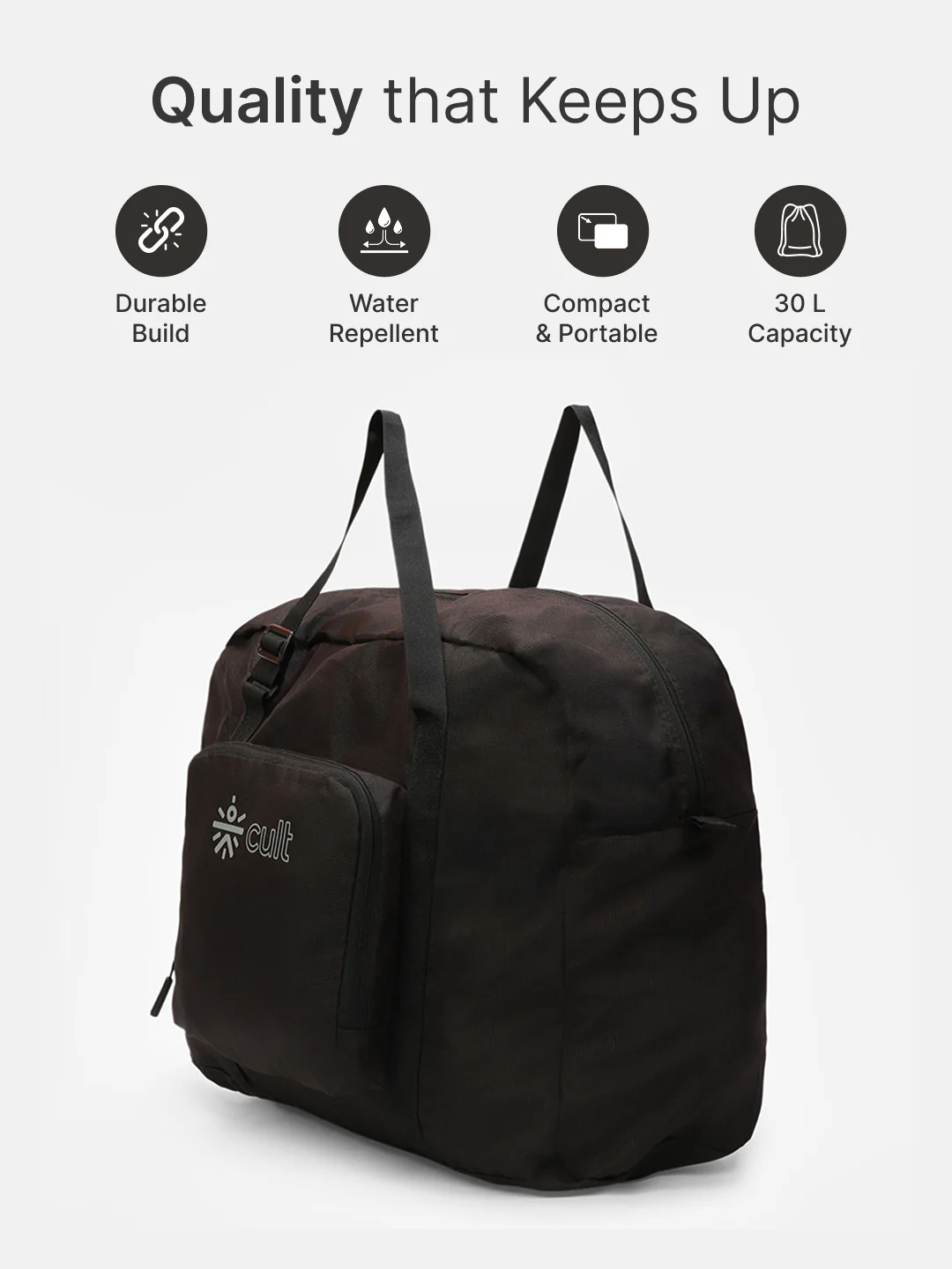 cult Foldable Duffle Bag 30L Black - Image 3