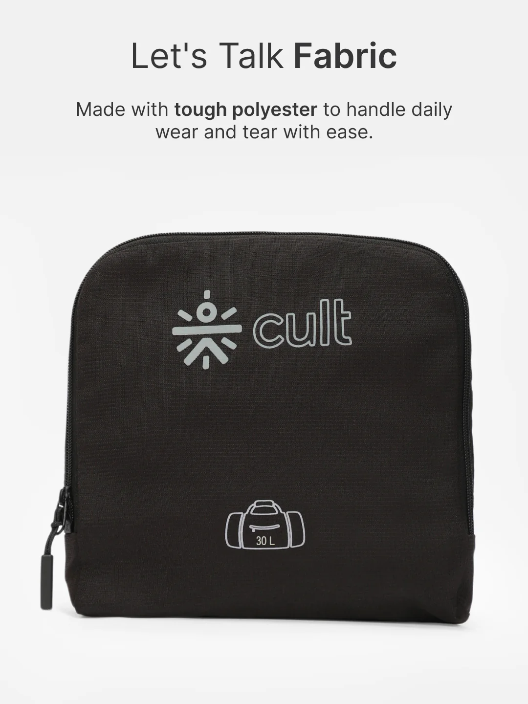 cult Foldable Duffle Bag 30L Black - Image 5