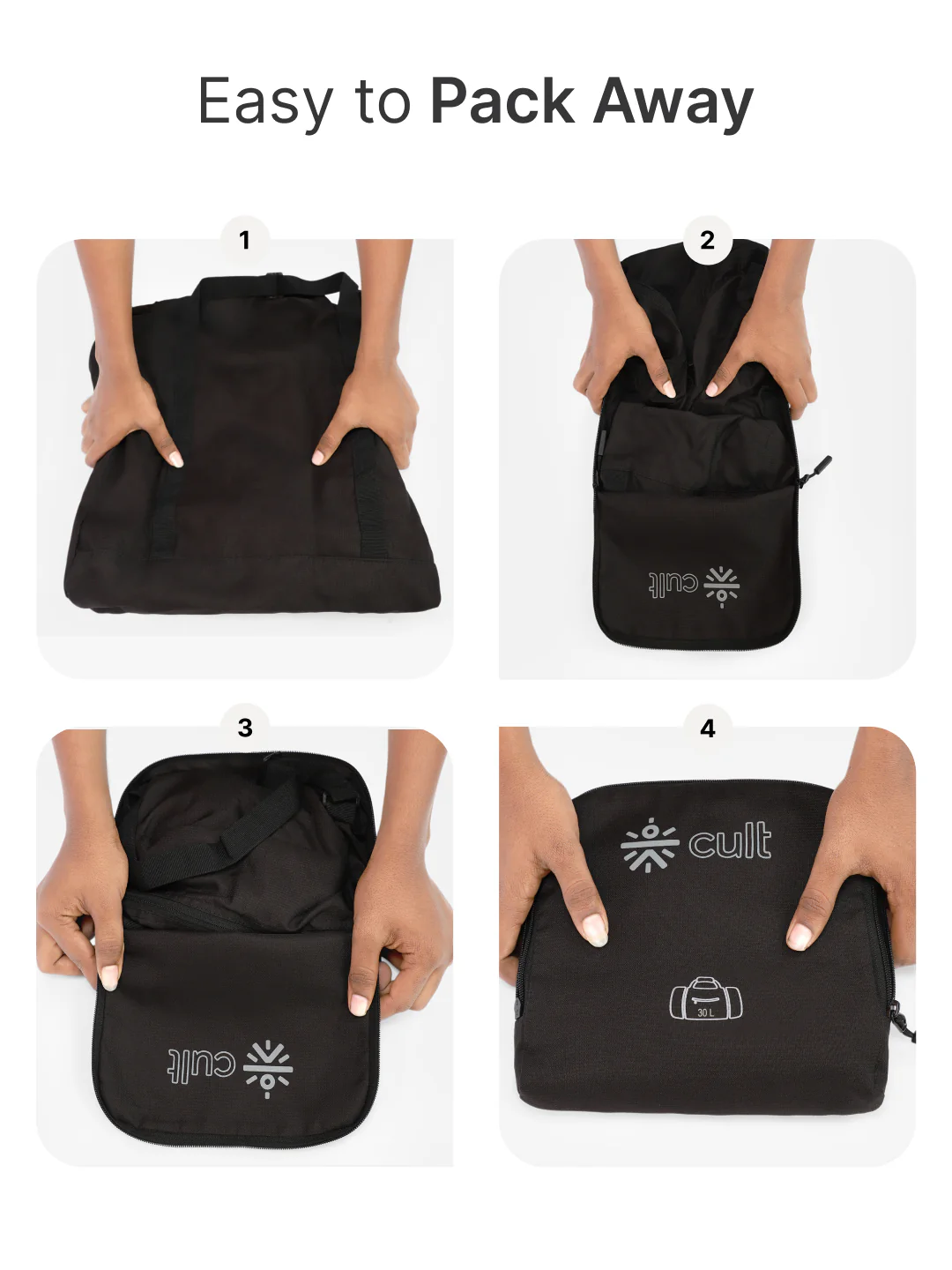 cult Foldable Duffle Bag 30L Black - Image 6