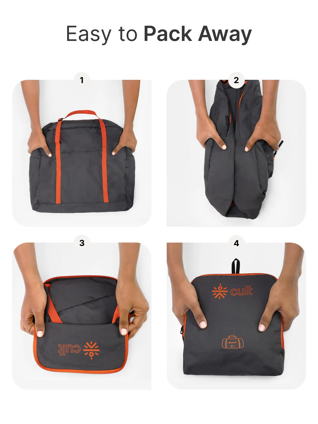 cult Foldable Duffle Bag 30L Grey - Image 6
