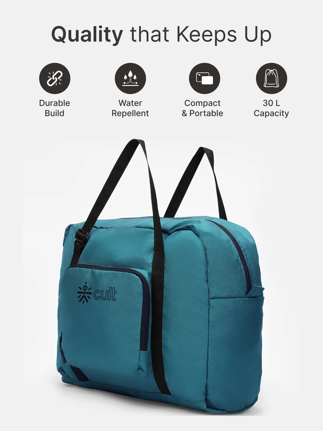 cult Foldable Duffle Bag 30L Teal - Image 3