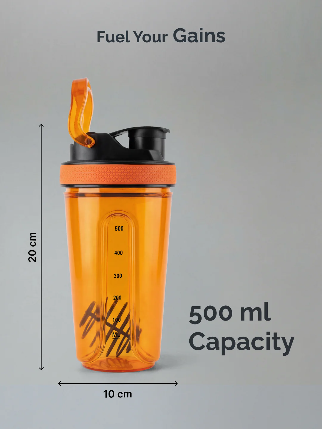 CULT FrostBlend Shaker Bottle 500 ml, Durable Leak-Proof Multipurpose Shaker for Fitness & Supplements Orange - Image 5