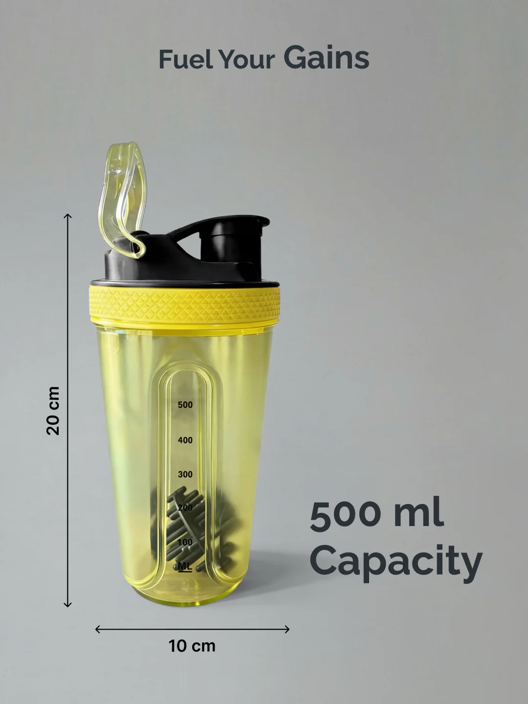 CULT FrostBlend Shaker Bottle 500 ml, Lightweight Leak-Proof Multipurpose Shaker for Gym & Protein Yellow - Image 5