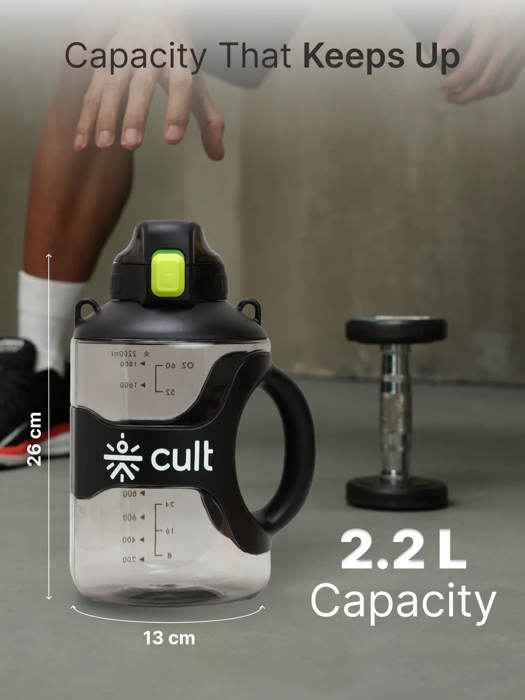 cult Gallon Bottle 2.2L Unisex Black - Image 4