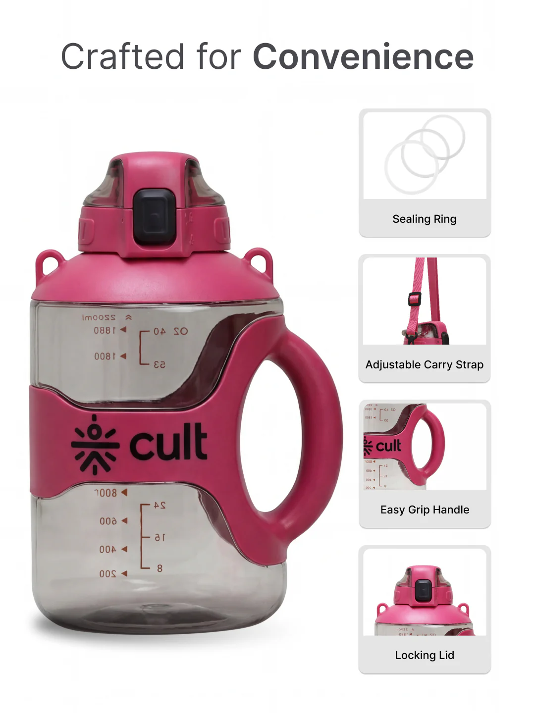 cult Gallon Bottle 2.2L Unisex Pink - Image 3