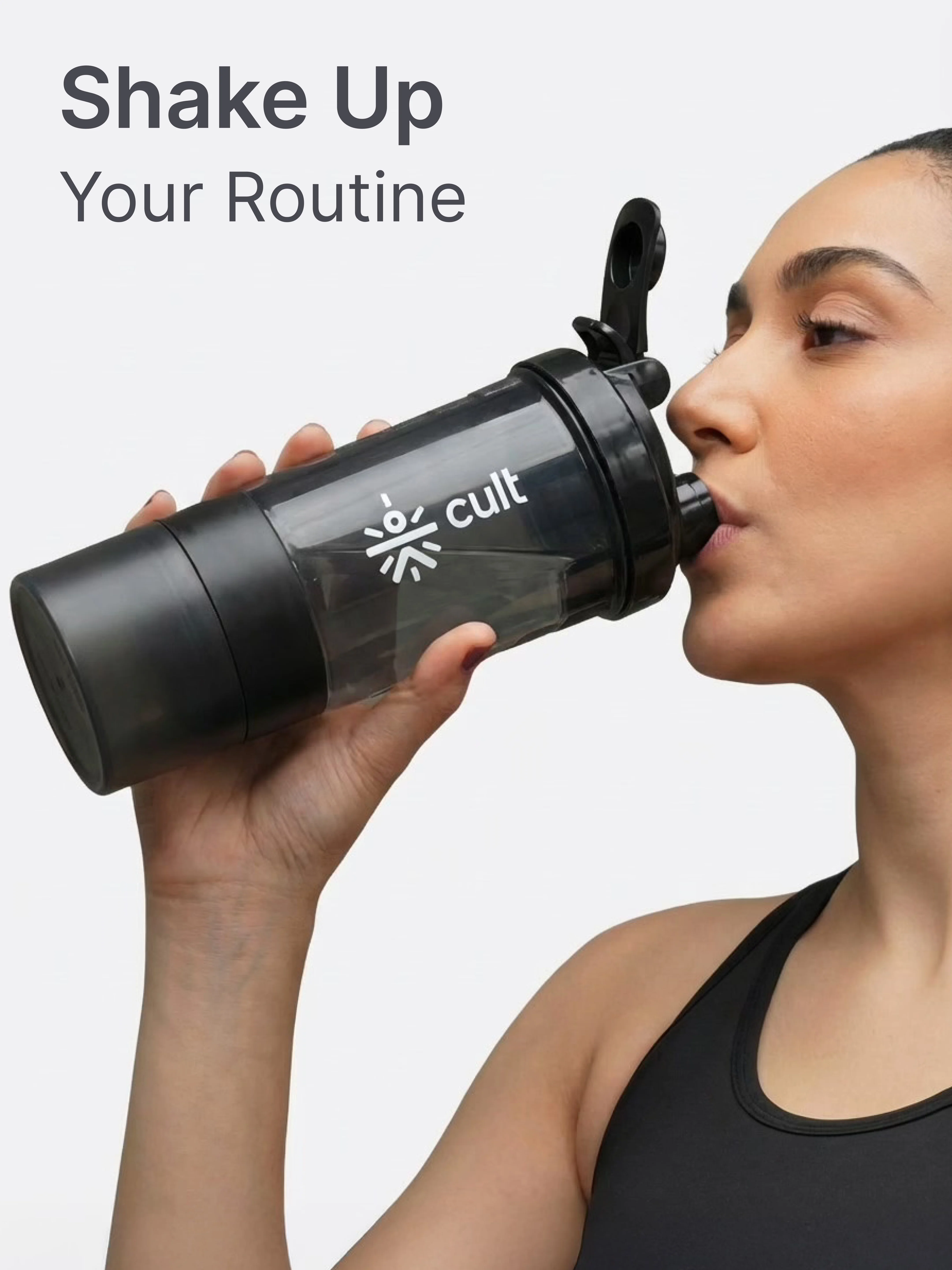 Cult Gym Bag 12L Red with Black Shaker Bottle 550ml Black - Image 3