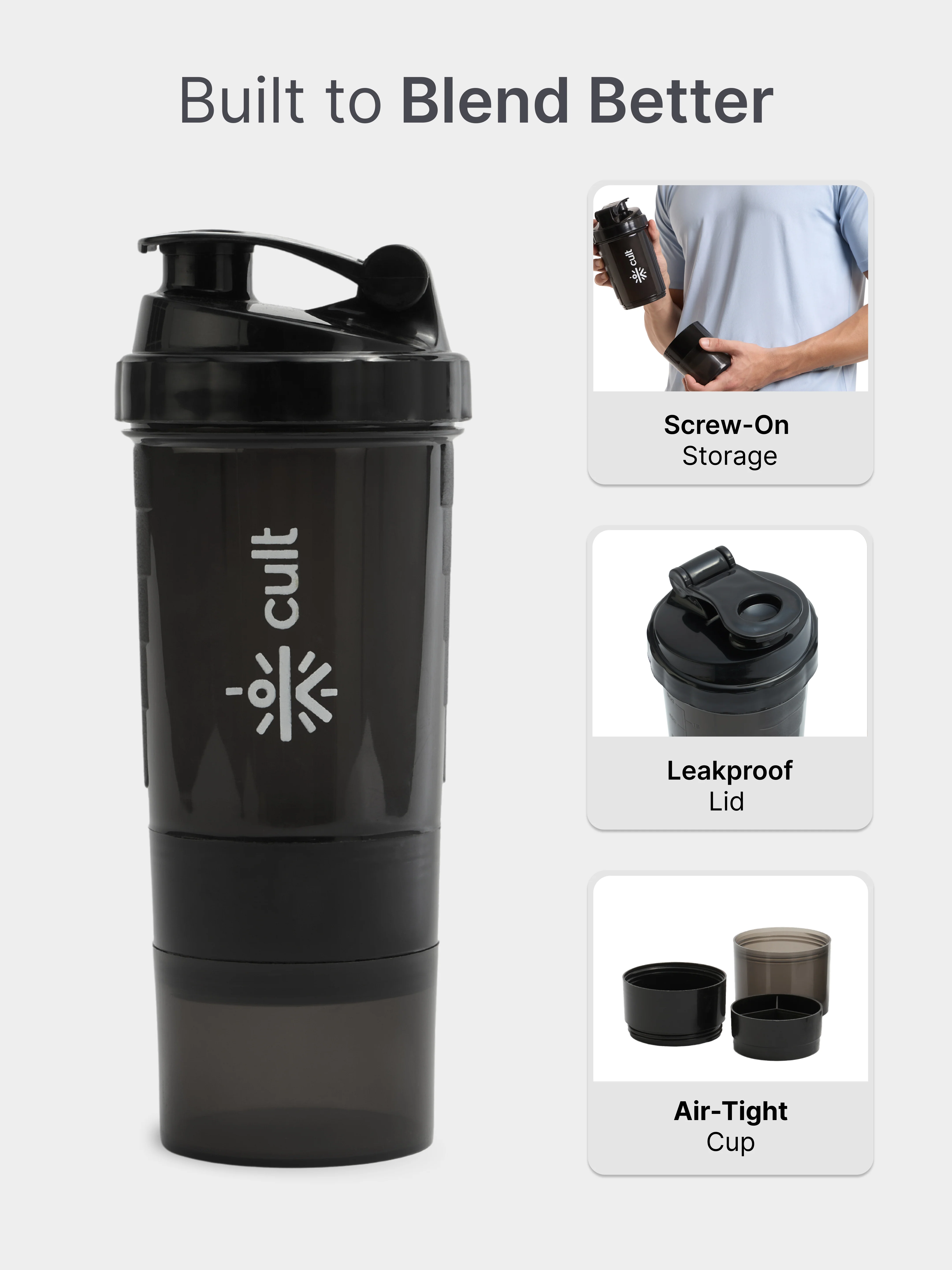 Cult Gym Bag 12L Red with Black Shaker Bottle 550ml Black - Image 5