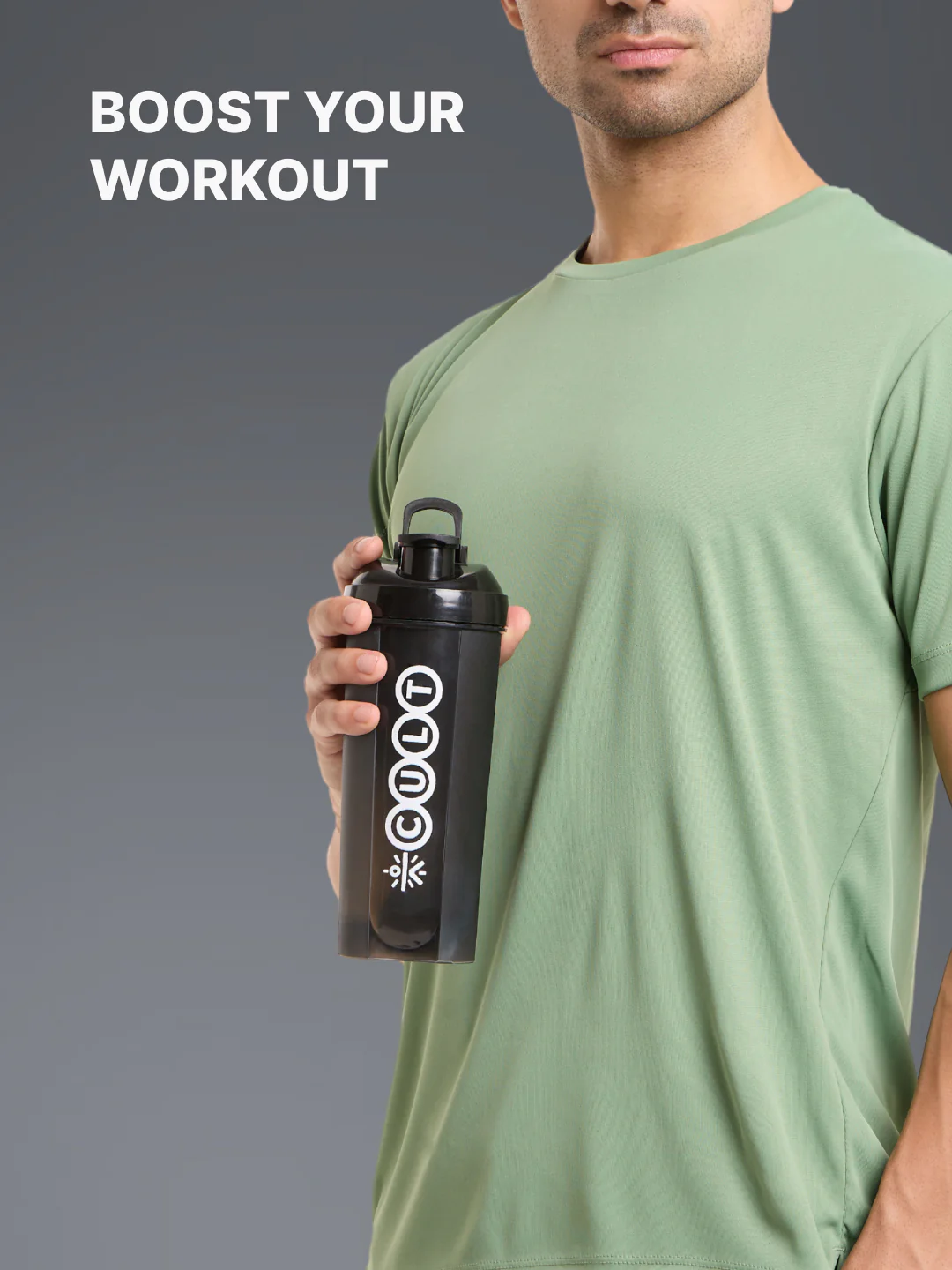 cult Gym Shaker Bottle 700ml Shaker Bottle For Protein Shake Leakproof Protein Shaker Sipper Bottle Ideal For Protein, Pre Workout And Gym Shaker Bottle for Men & Women Black - Image 2