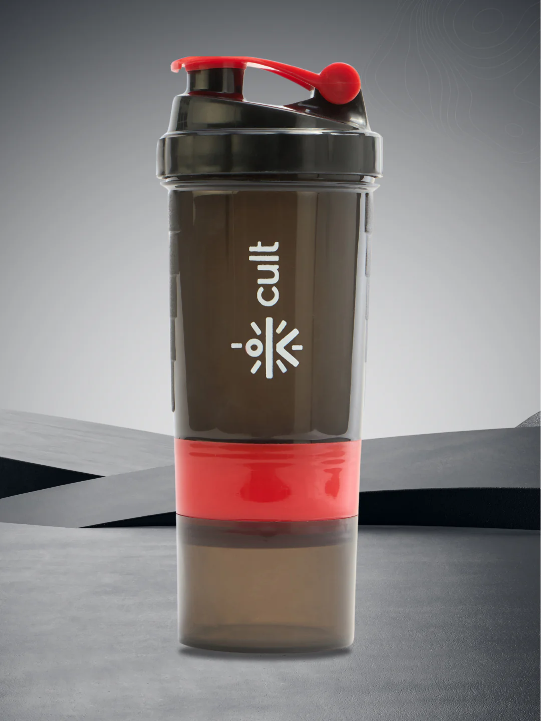 cult Gym Spider Shaker Bottle 550ml Shaker for Protein Shake 2 Storage Compartment Gym Protein Shaker For Workout Shaker Bottle For Men & Women Black Red