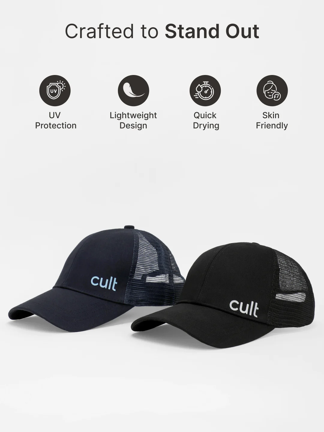 cult Half Mesh Cap Navy- Unisex Adjustable Cap for Men & Women - Image 3