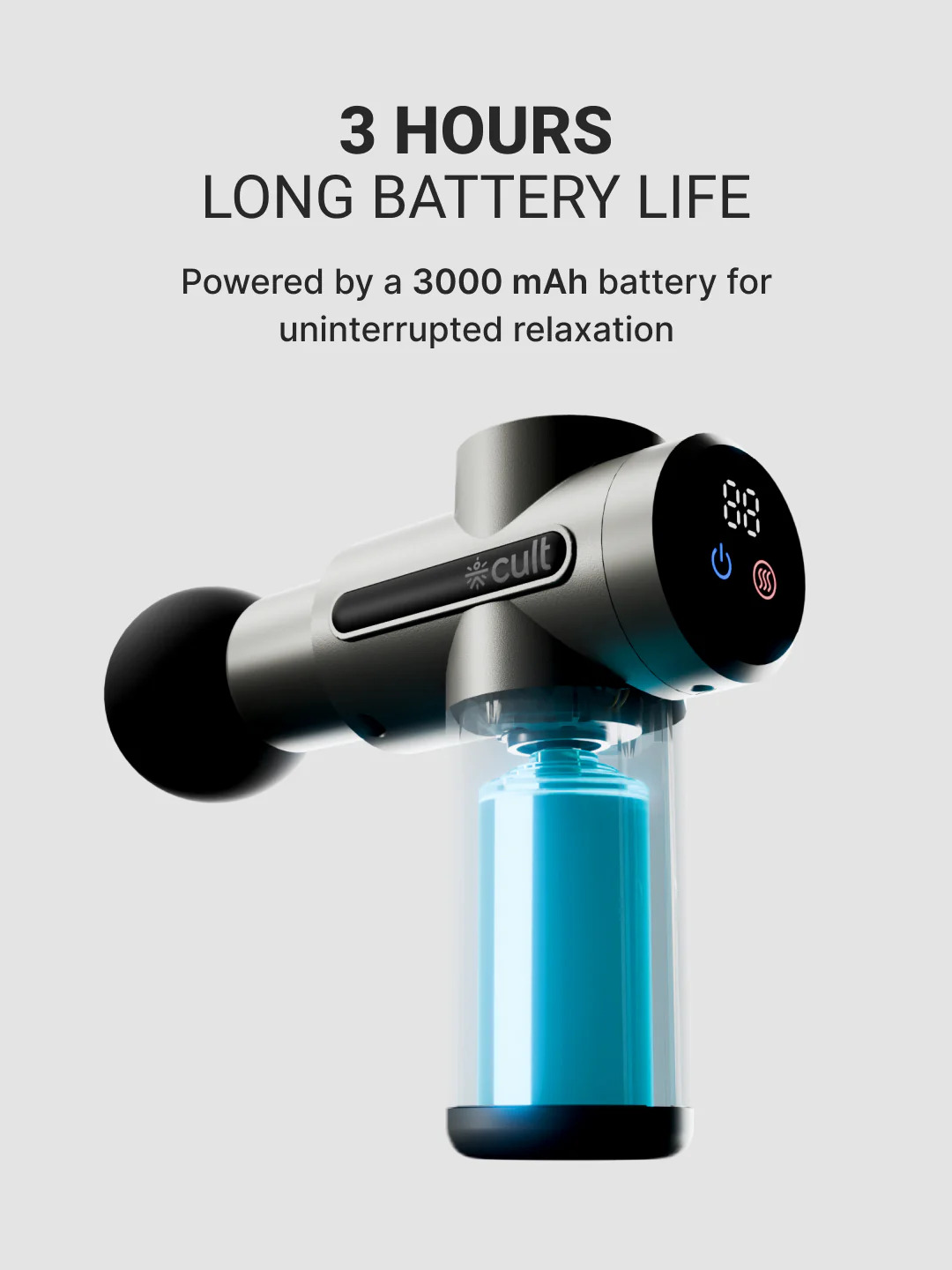 Cult Impact Edge Deep tissue massage gun, Dual Hot and Cold therapy head, 3000mAh battery, 6-speed intensity, Silicone round head, Full body gun massager machine - Image 8