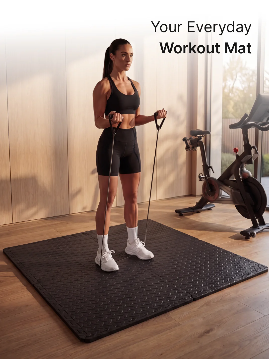 cult Interlocking Workout Mat Tiles Shock-Absorbing, Anti-Slip, Protective Gym Flooring for Home & Fitness Equipment Cushioned, Water-Resistant, Easy to Assemble Black - Image 2