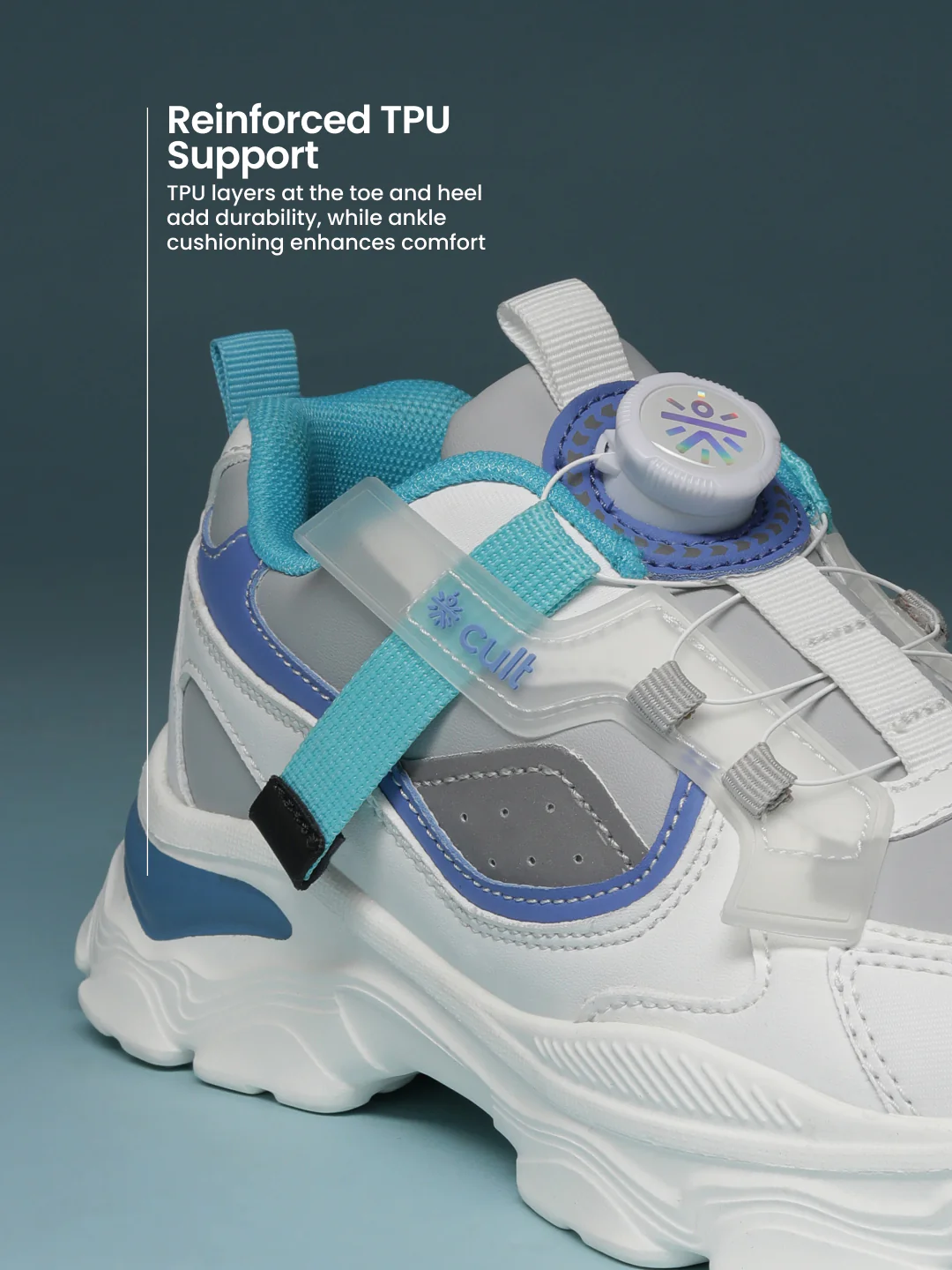cult Kids' Zoomster Sneakers - White/Grey - Image 4