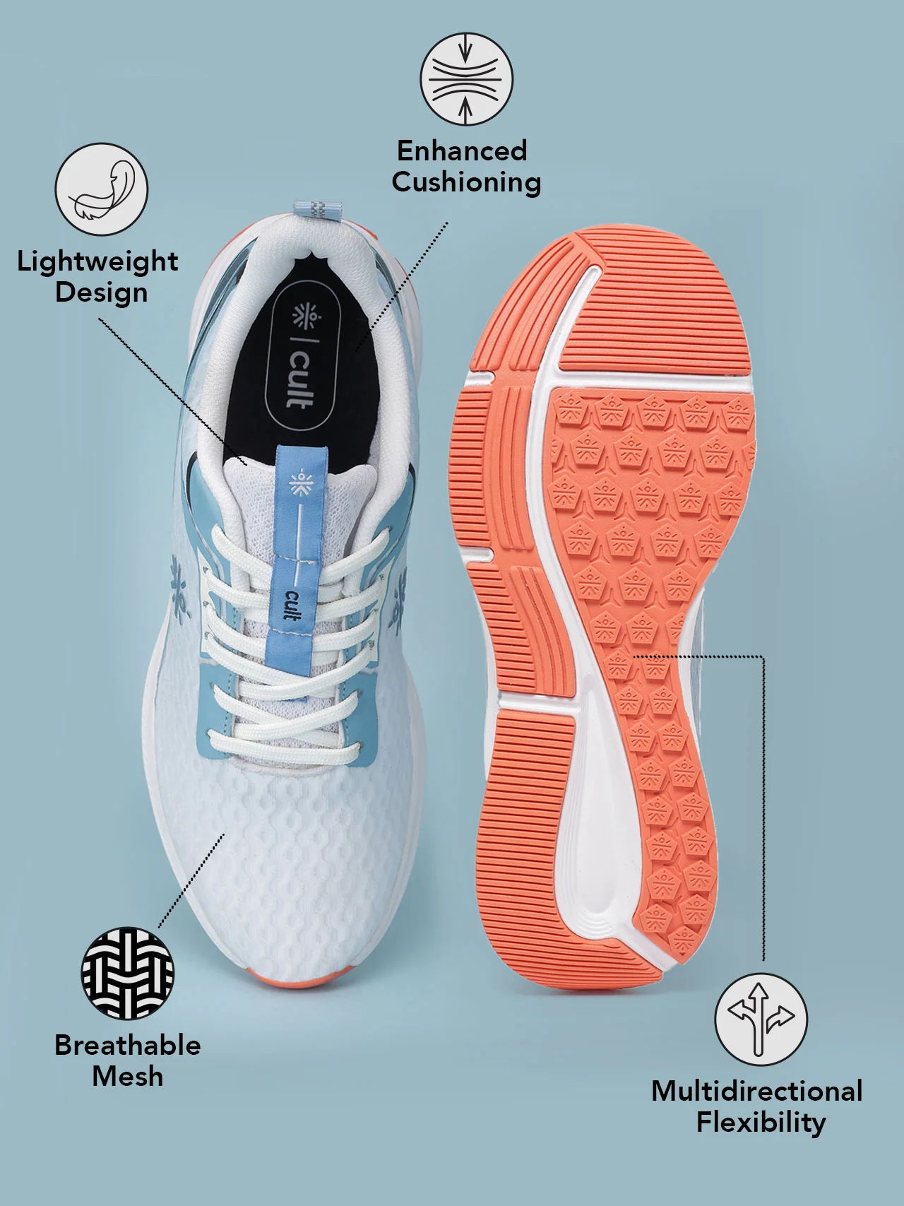 cult Men's AeroStride Casual Shoes - White/Blue - Image 3