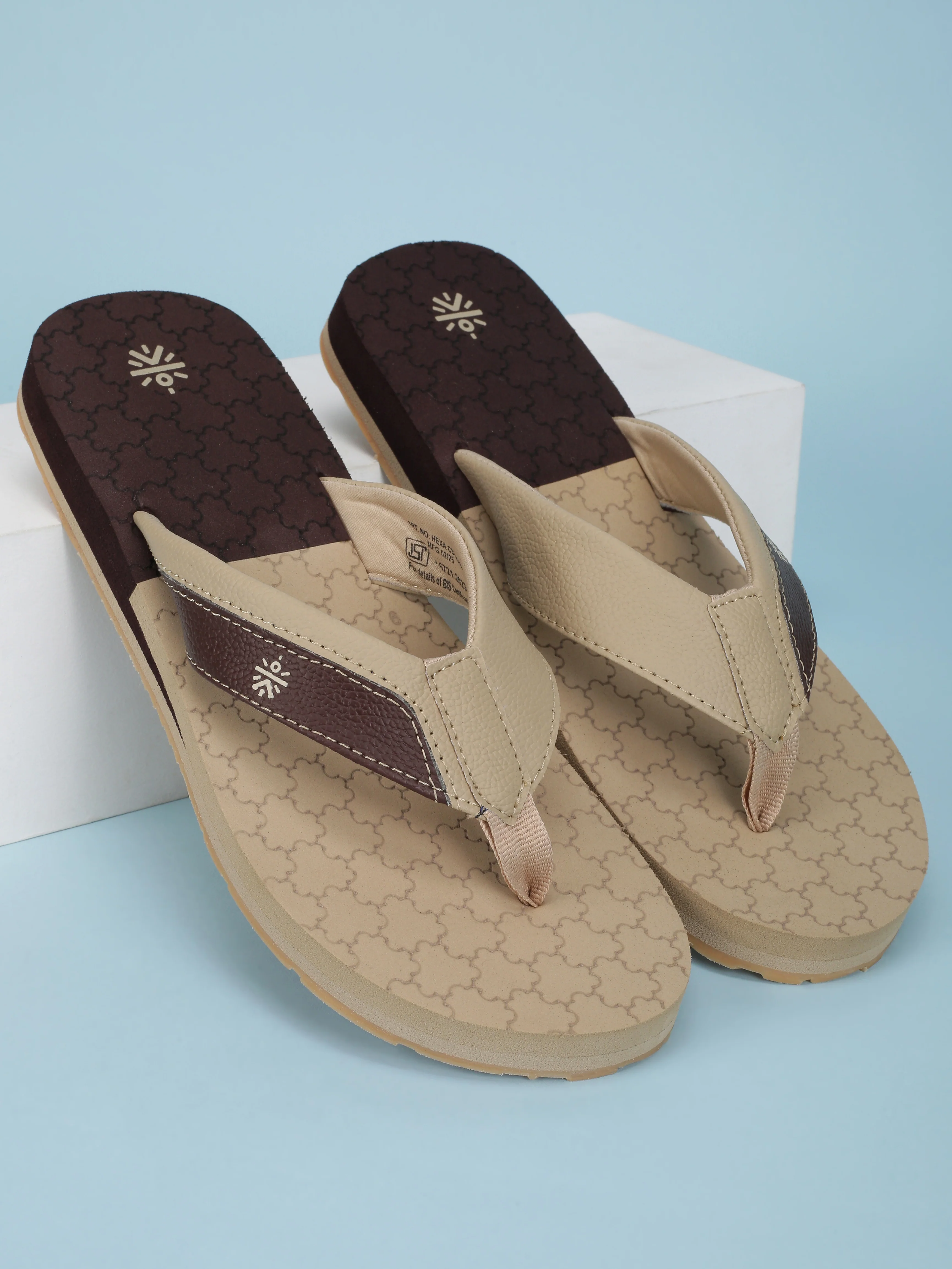cult Men's Hexa Flip Flops - Beige
