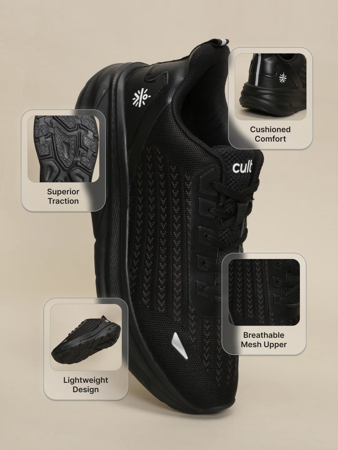 cult Men's Raze Running Shoes - Black - Image 5